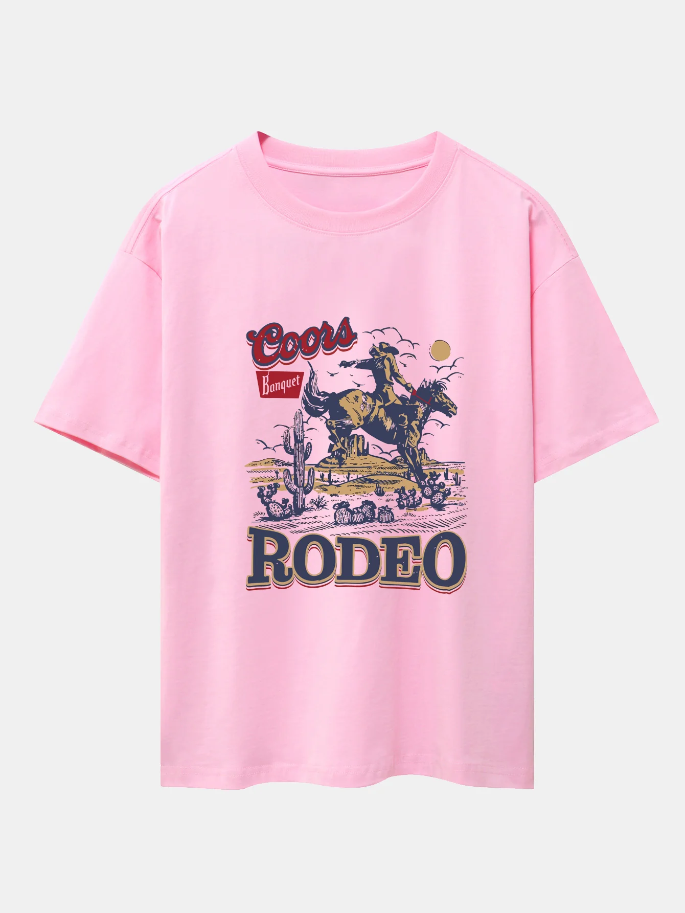 Western Cowboy Print Drop Shoulder Oversize T-Shirt - Image 8