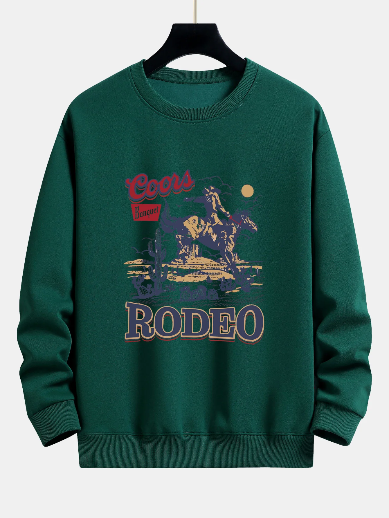 Western Cowboy Druck Sweatshirt mit lockerem Schnitt - Image 9