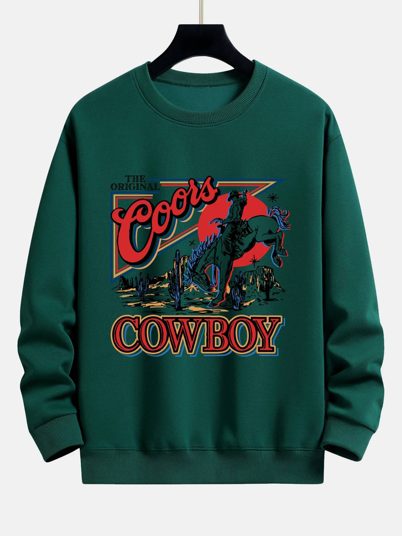 Western Cowboy Druck Sweatshirt mit lockerem Schnitt - Image 9