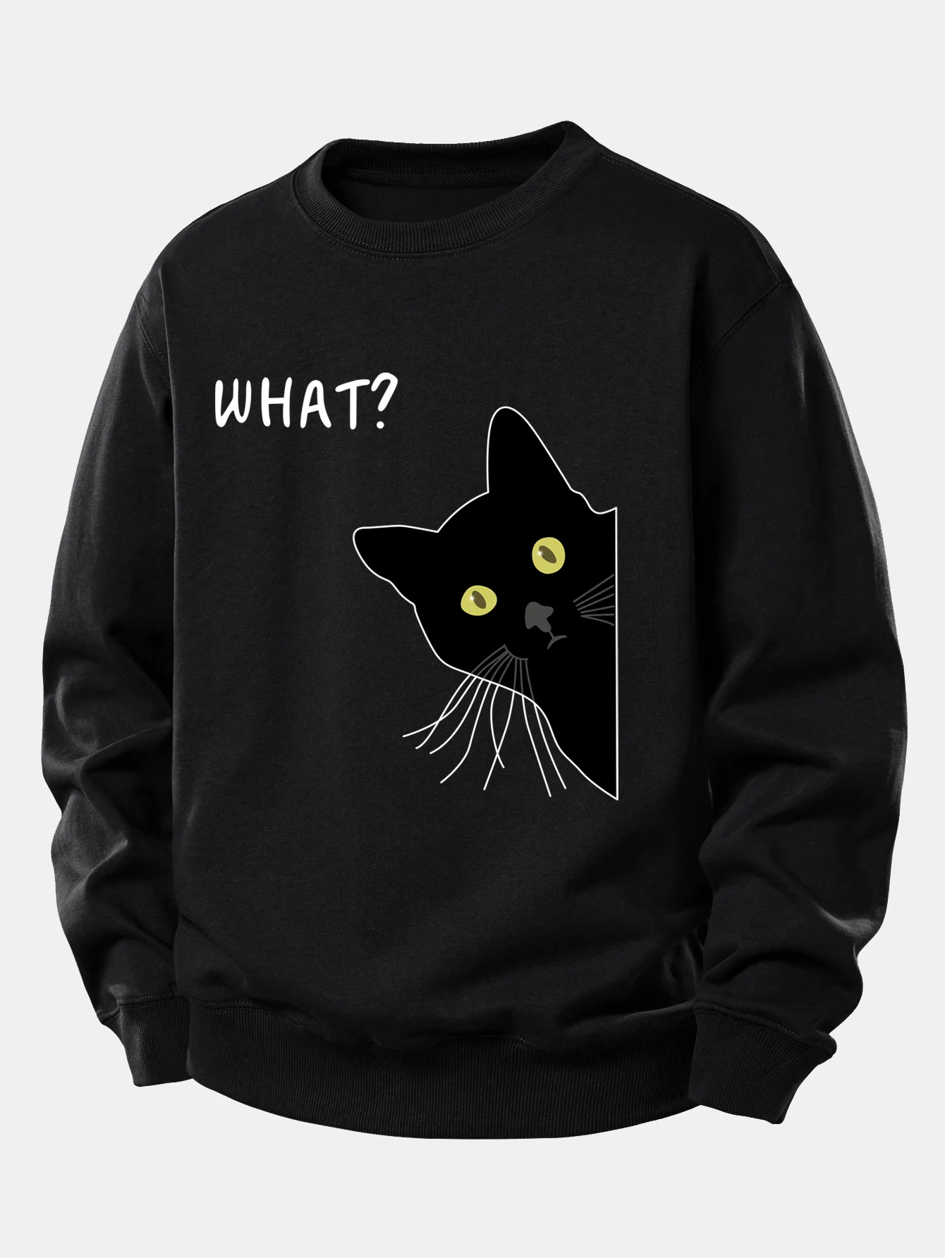 Was Schwarze Katze Druck Locker Sitzendes Sweatshirt - Image 3