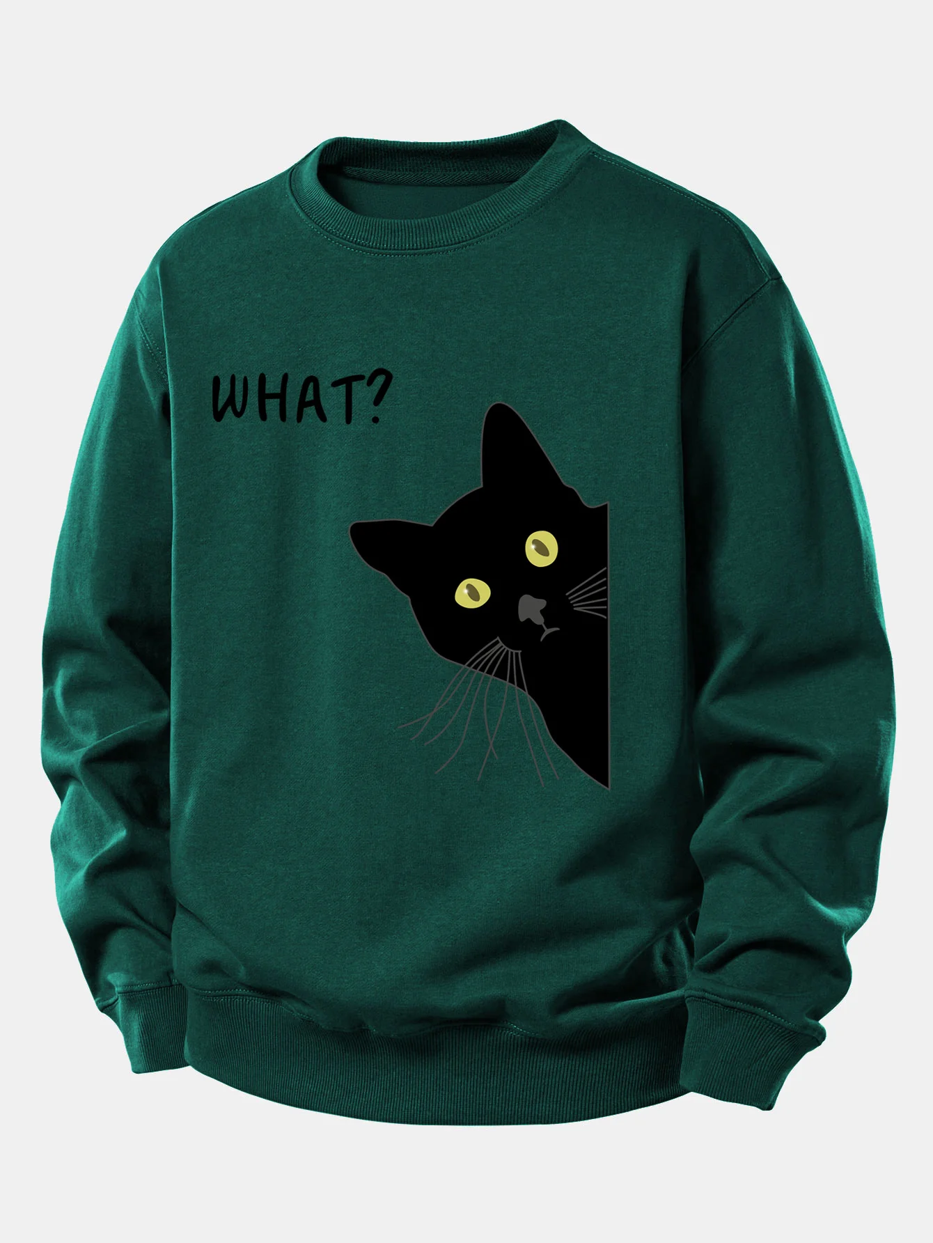 Was Schwarze Katze Druck Locker Sitzendes Sweatshirt - Image 6