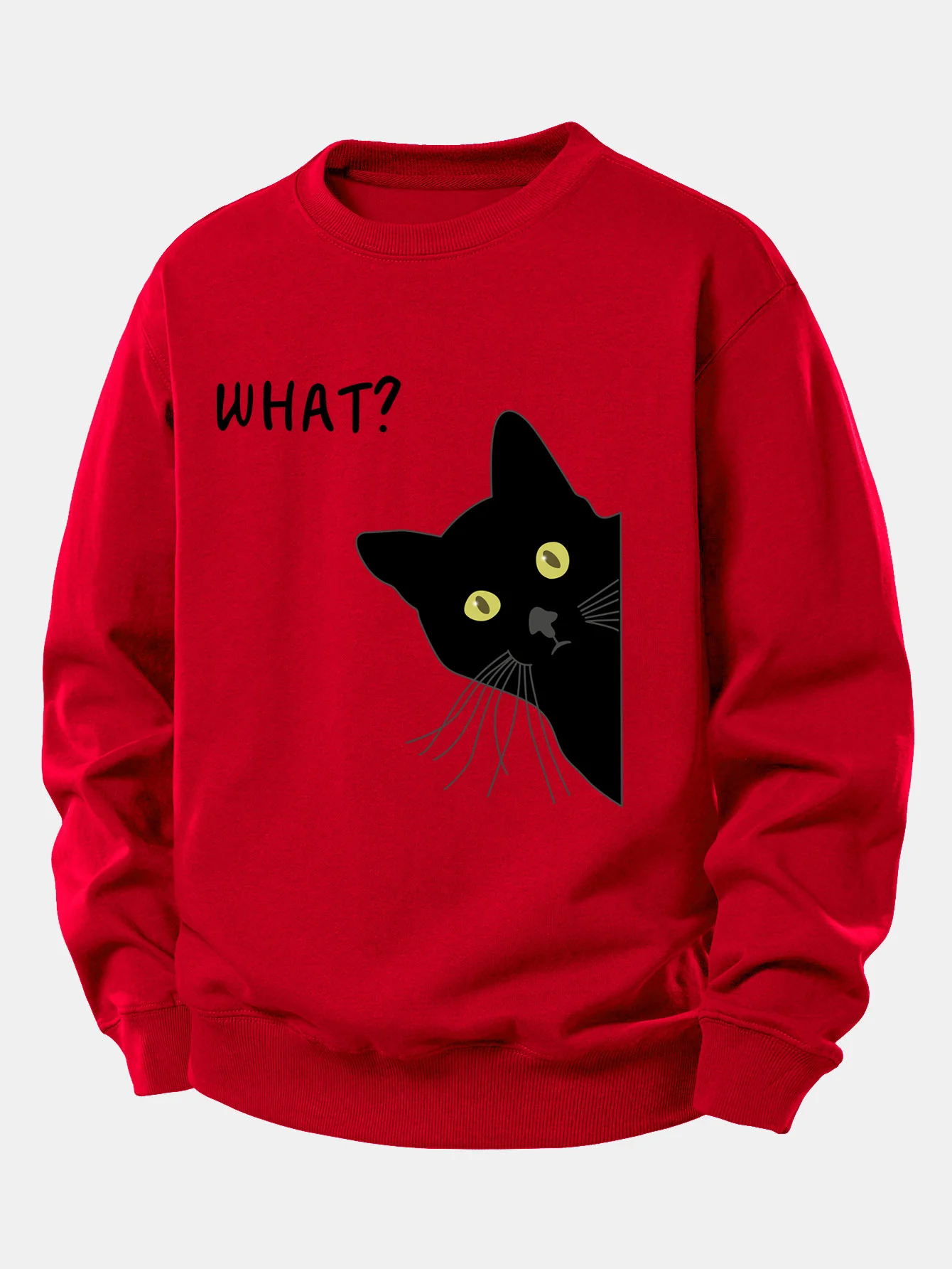 Was Schwarze Katze Druck Locker Sitzendes Sweatshirt - Image 7