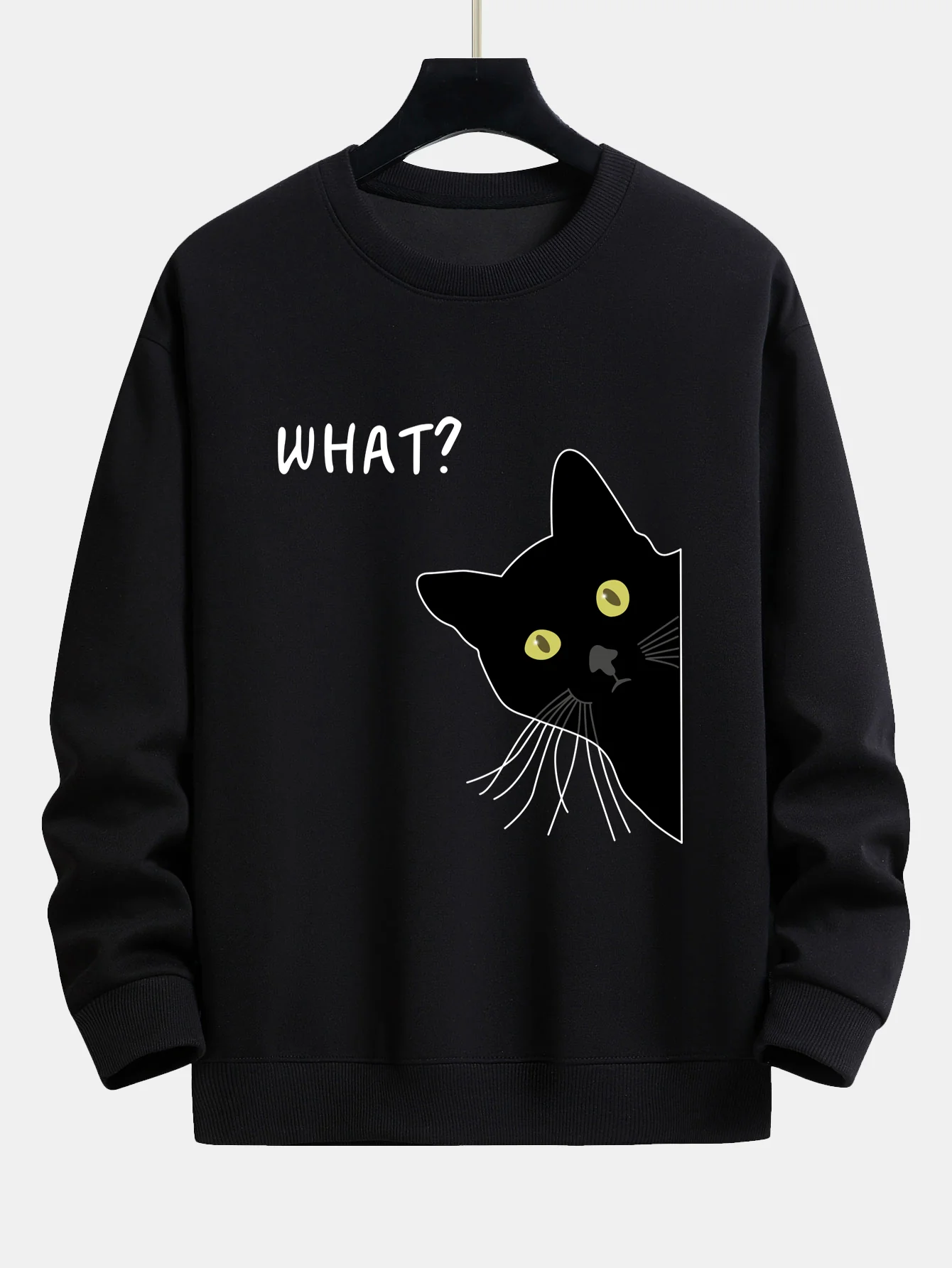 Was Schwarze Katze Druck Locker Sitzendes Sweatshirt - Image 5