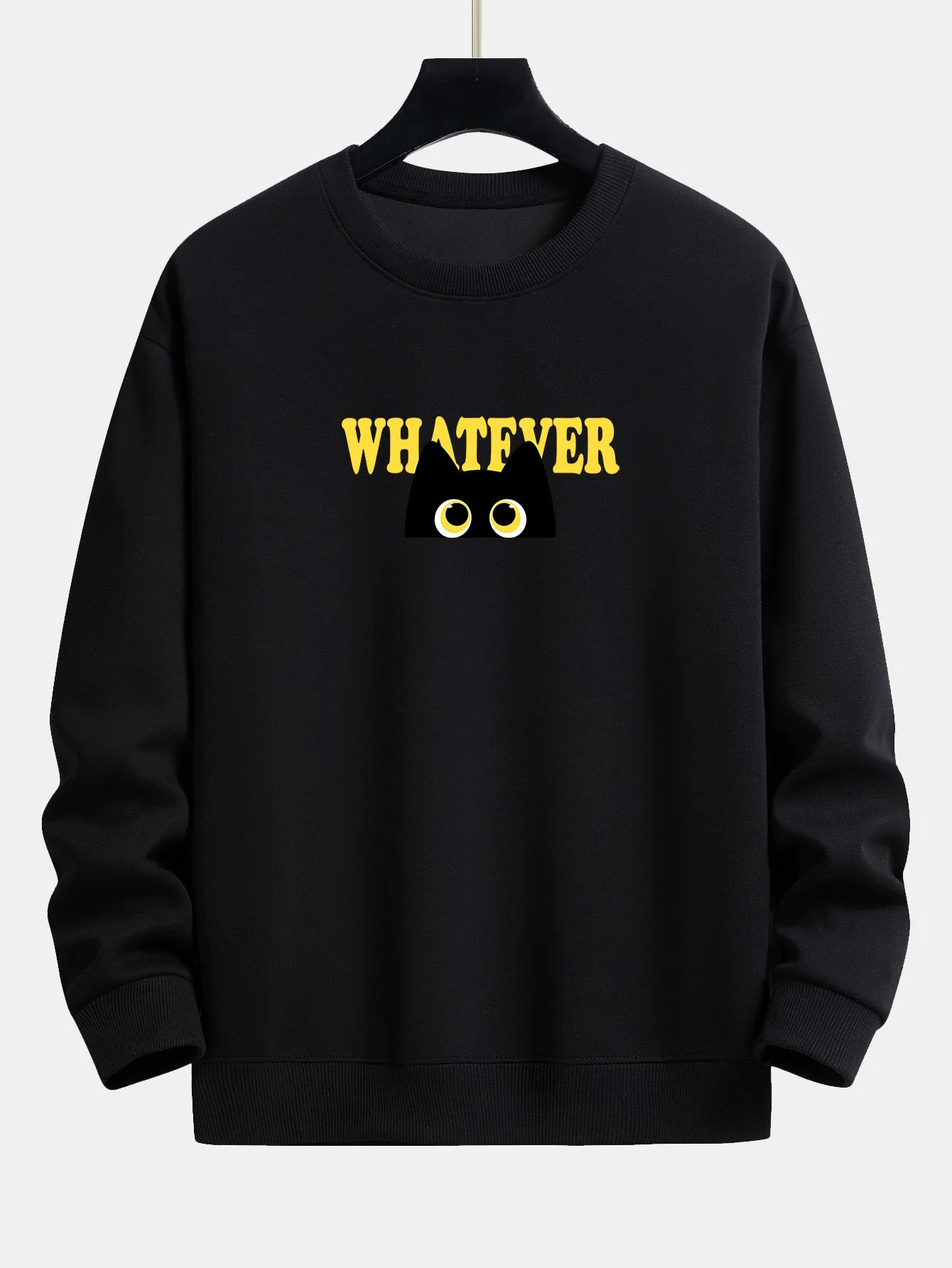 "Egal was, Black Cat Print Relax Fit Sweatshirt" - Image 2