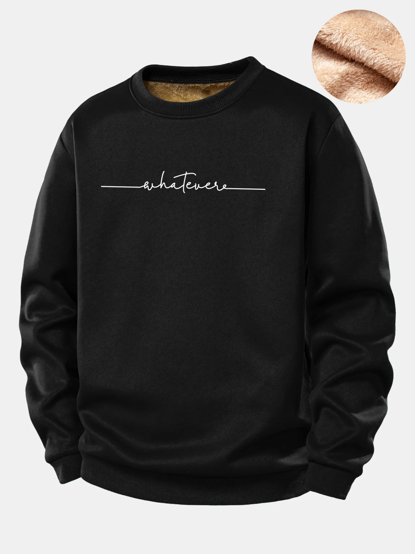 Whatever Print Teddy Fleece Gefüttertes Sweatshirt - Image 2