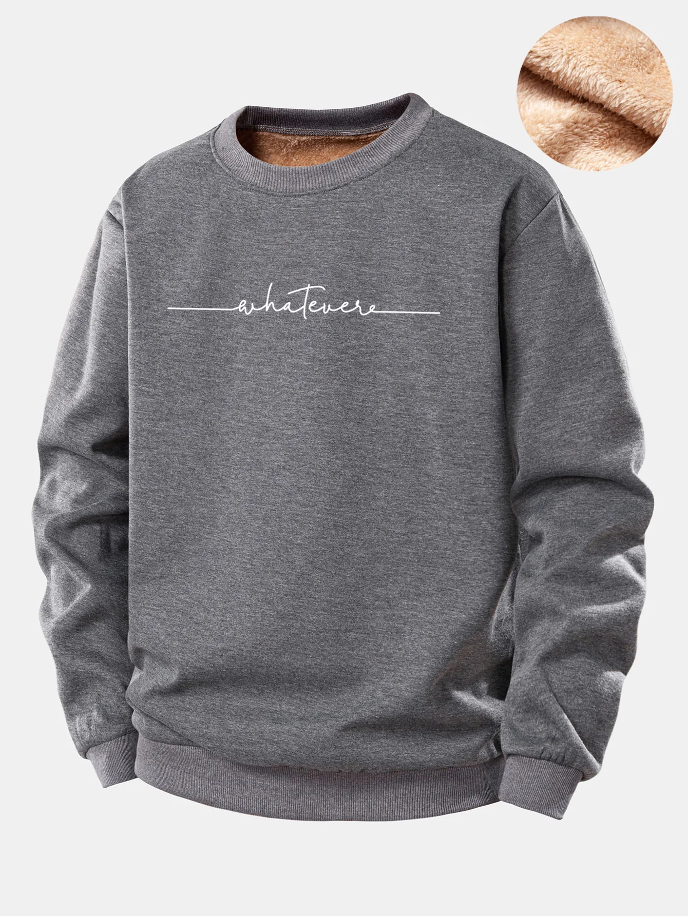 Whatever Print Teddy Fleece Gefüttertes Sweatshirt - Image 3
