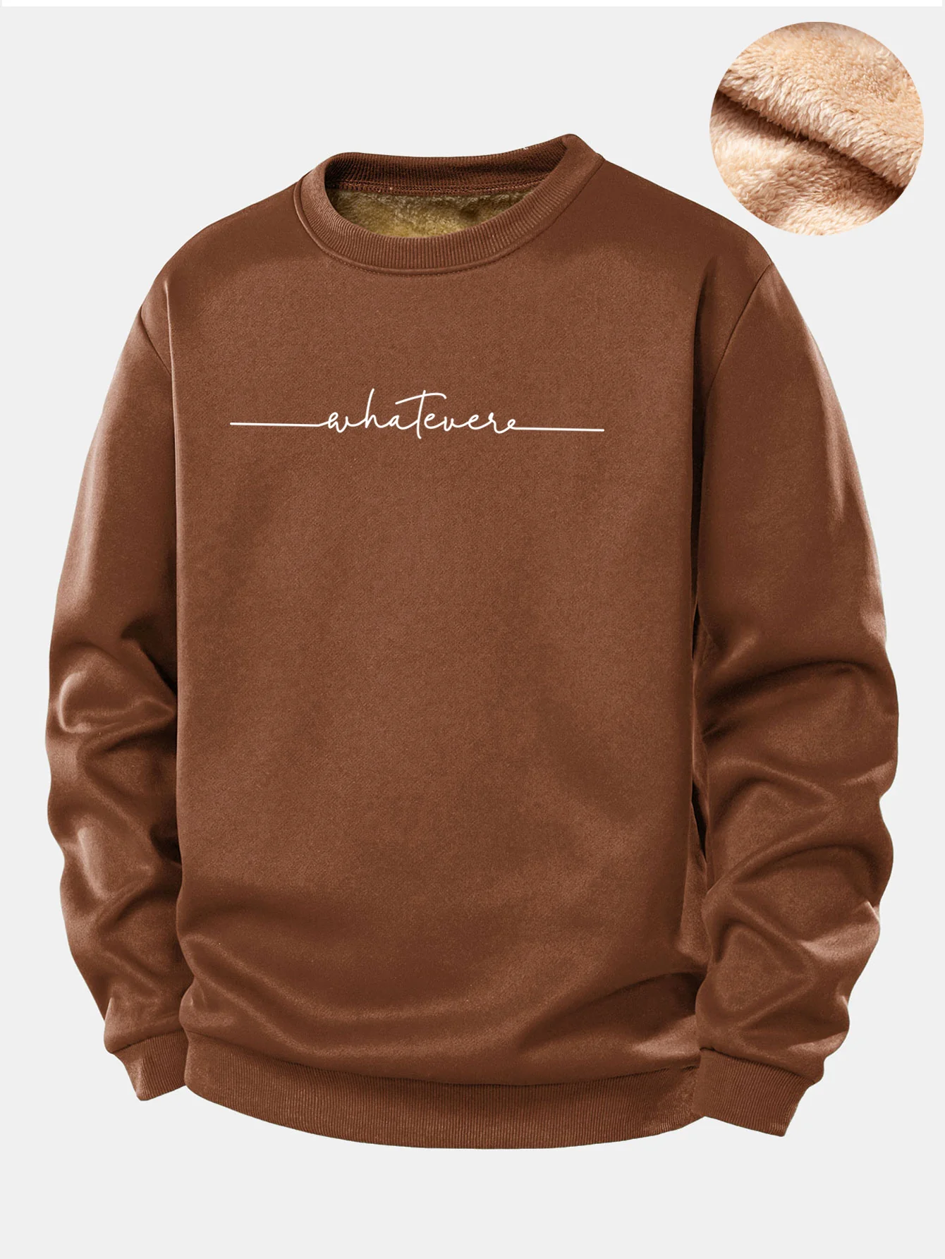 Whatever Print Teddy Fleece Gefüttertes Sweatshirt - Image 5