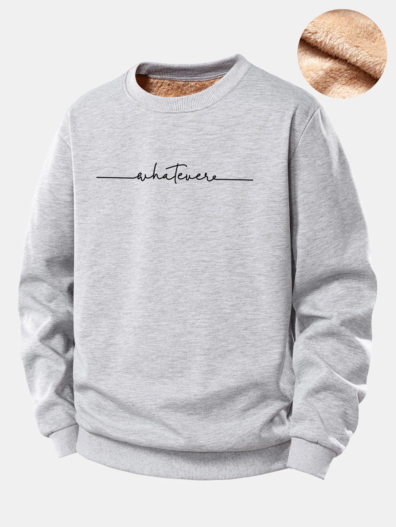 Whatever Print Teddy Fleece Gefüttertes Sweatshirt - Image 7