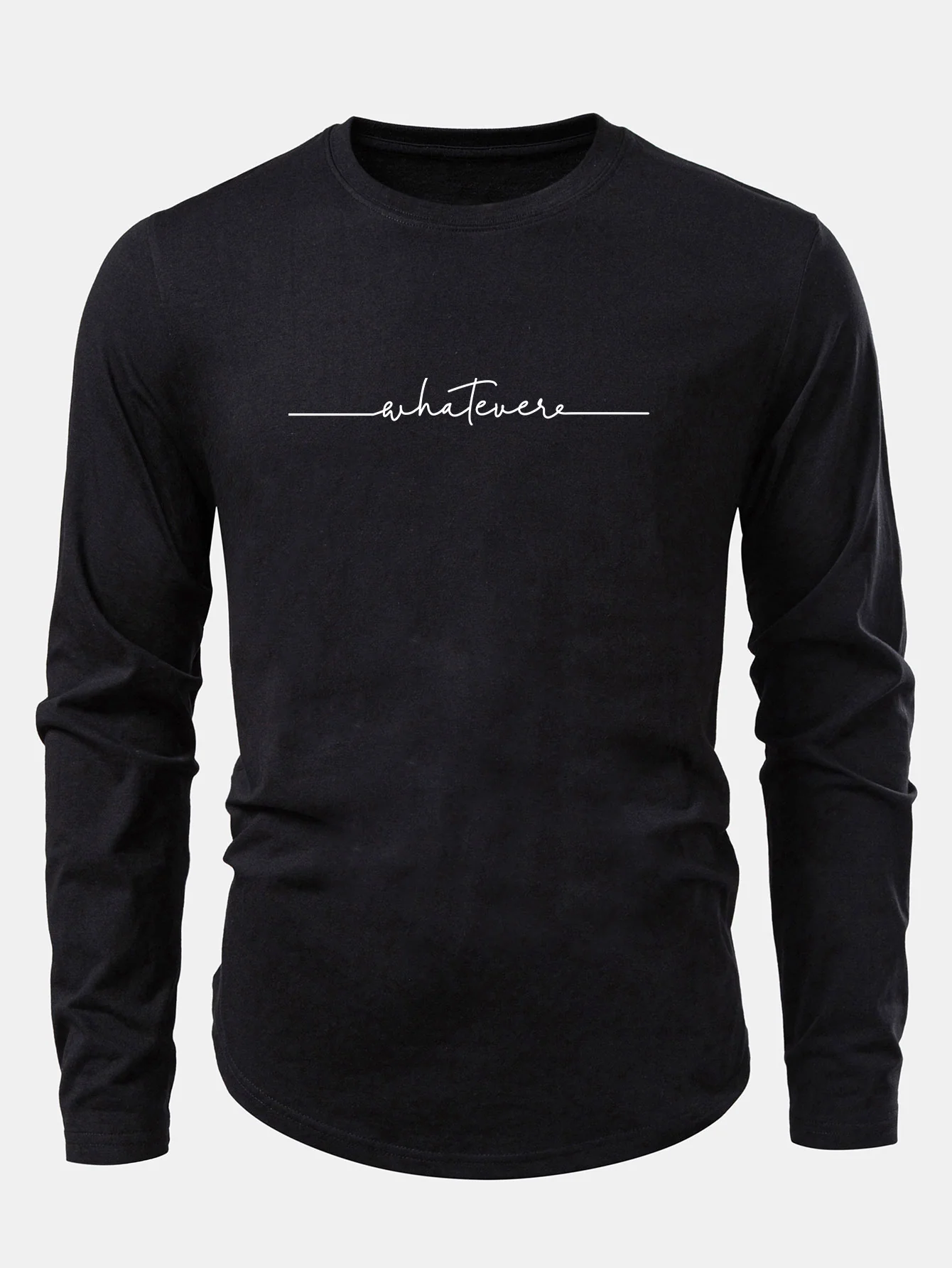 Whatever Slogan Druck Baumwolle Bogen Saum T-Shirt