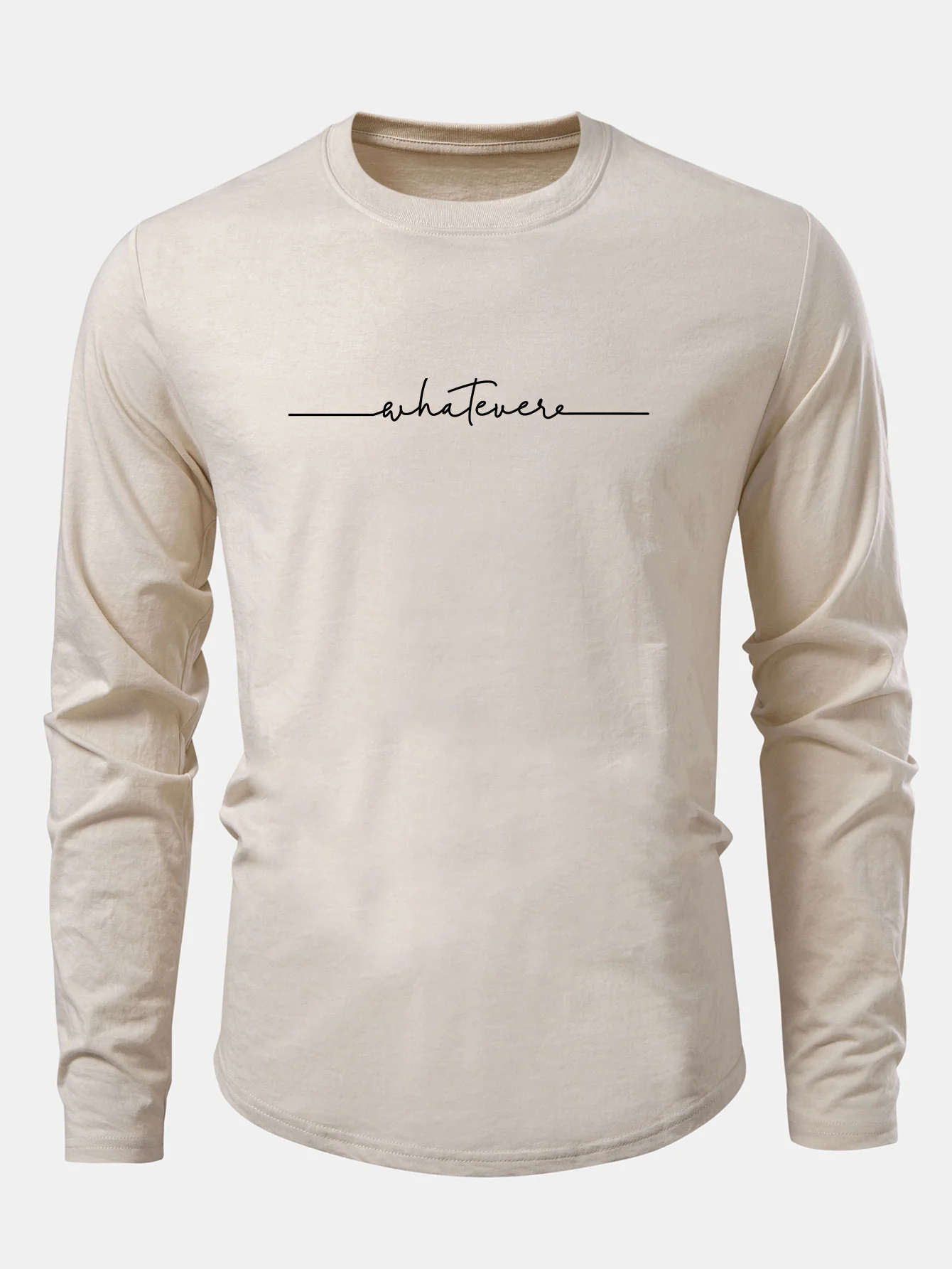 Whatever Slogan Druck Baumwolle Bogen Saum T-Shirt - Image 3