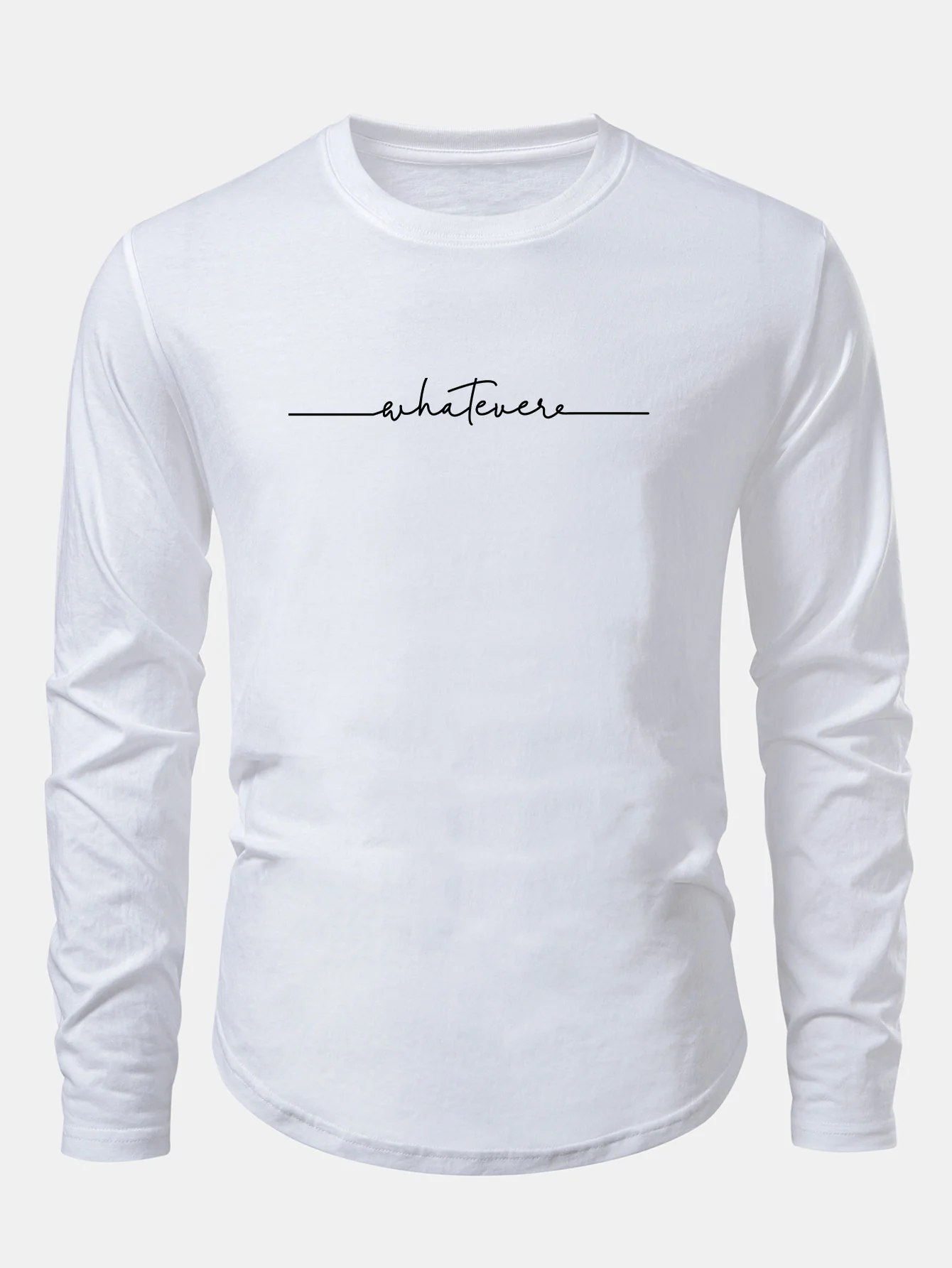 Whatever Slogan Druck Baumwolle Bogen Saum T-Shirt - Image 5