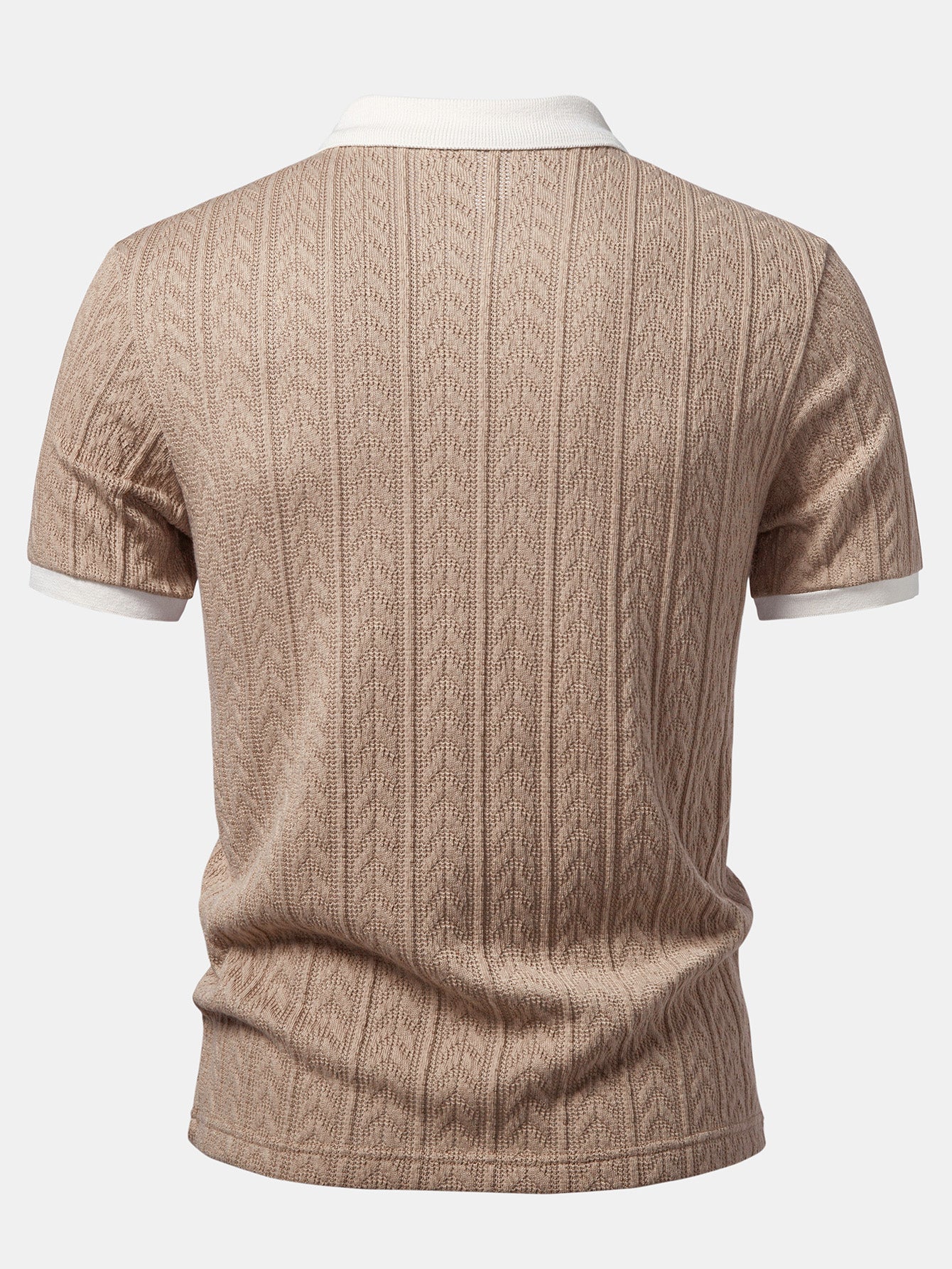 Wheat Ear Jacquard Zipper Knit Polo - Image 2