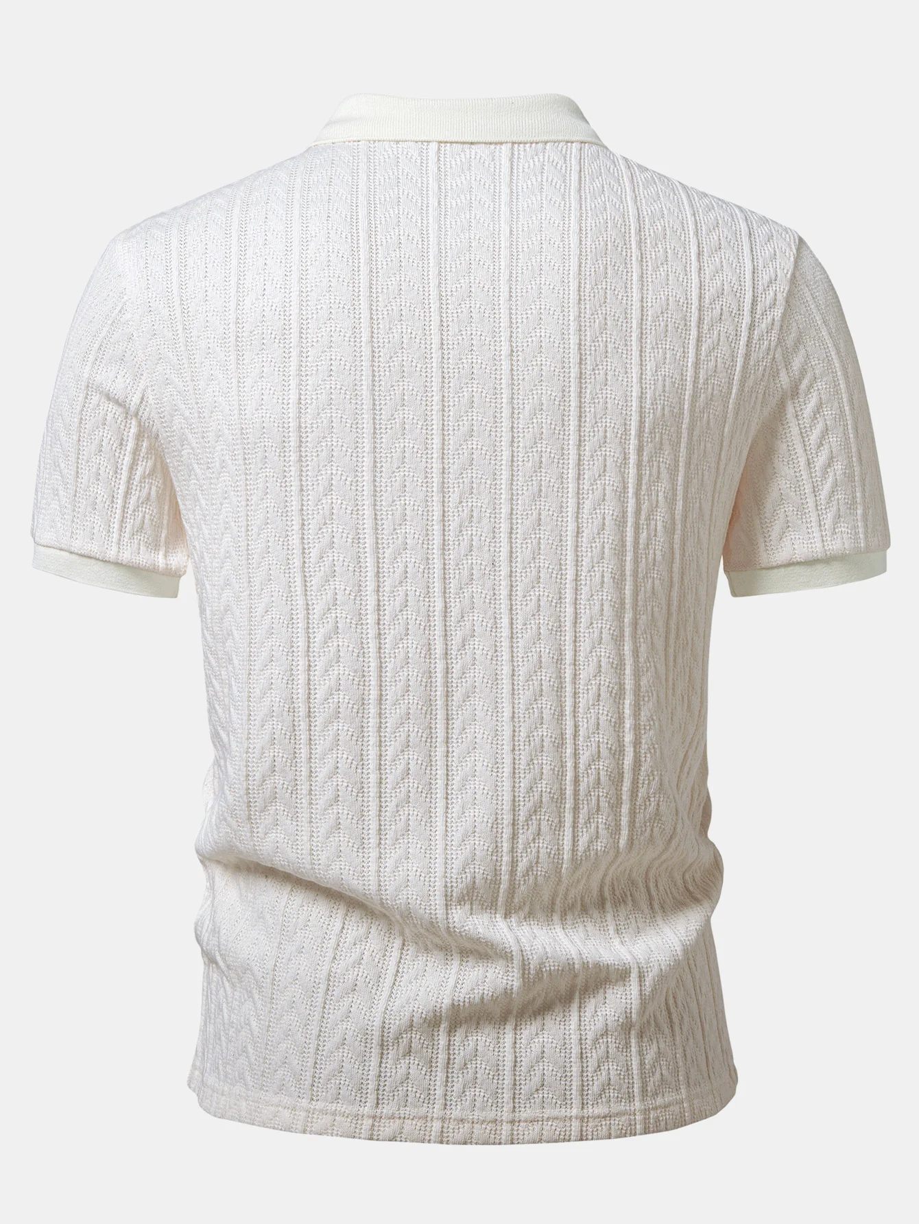 Wheat Ear Jacquard Zipper Knit Polo - Image 4