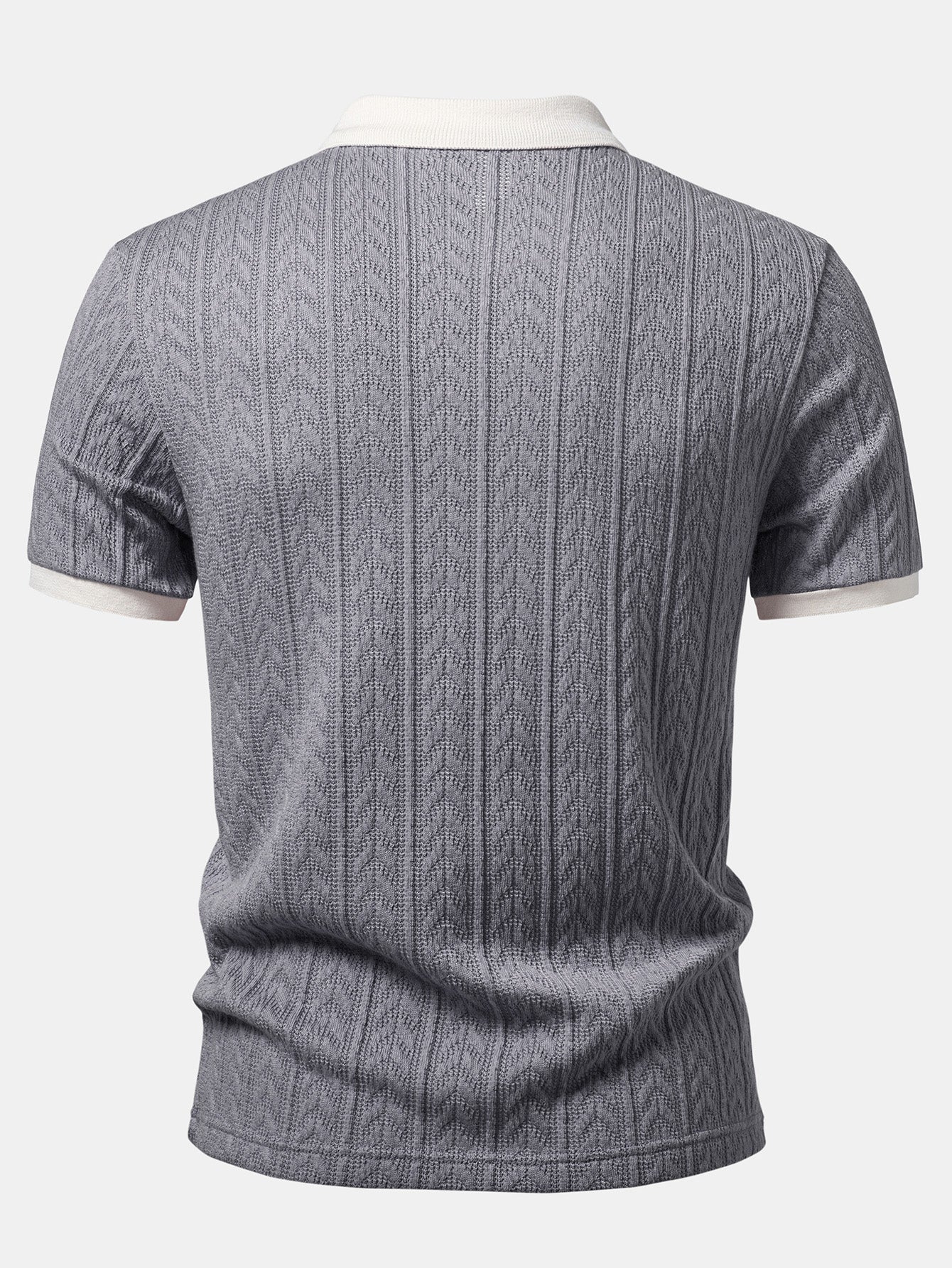 Wheat Ear Jacquard Zipper Knit Polo - Image 8