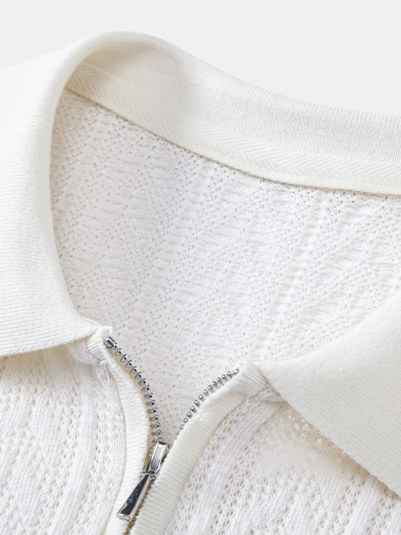 Wheat Ear Jacquard Zipper Knit Polo - Image 9