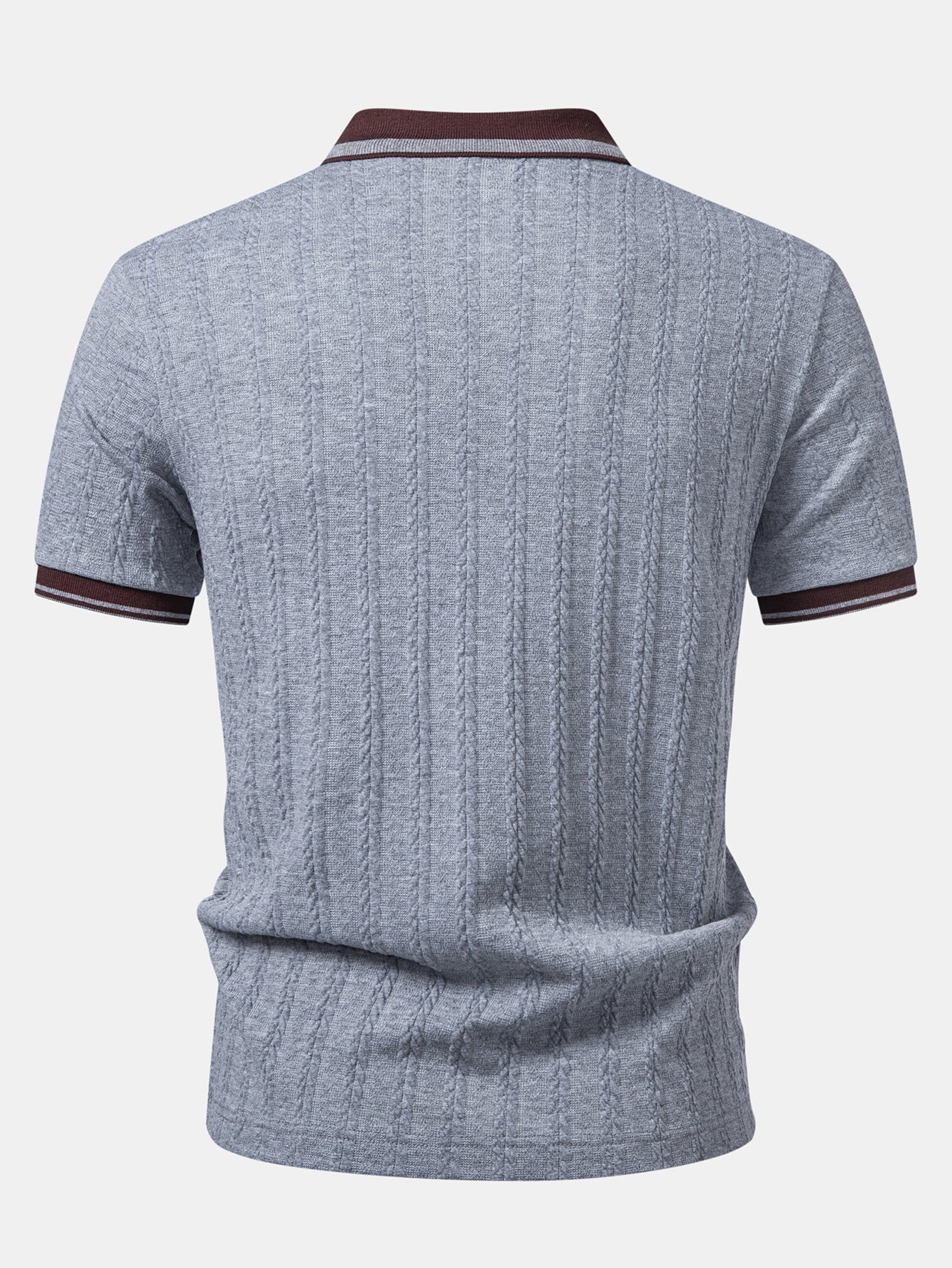 Wheat Ear Jacquard Zipper Knit Polo - Image 10