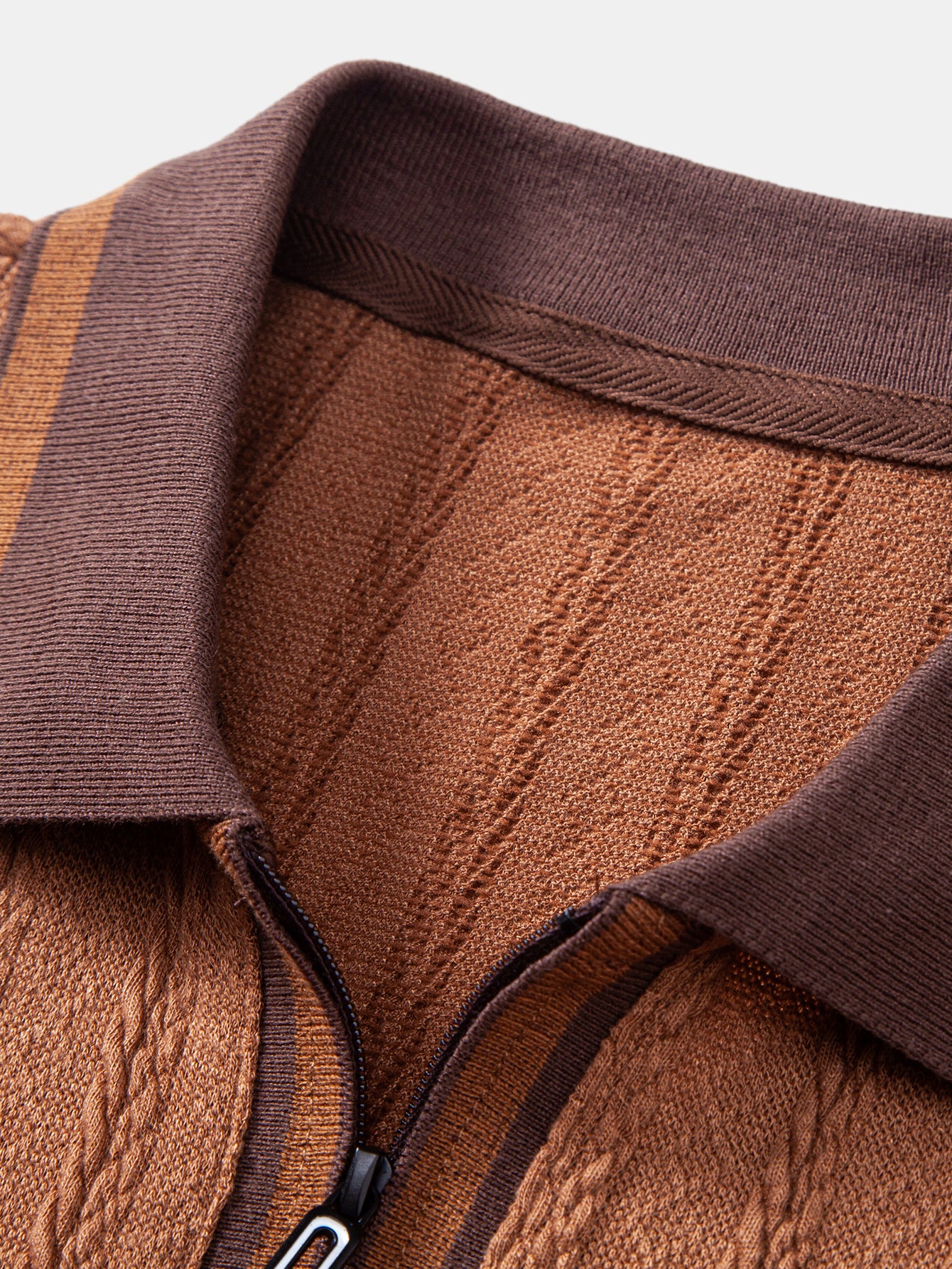 Wheat Ear Jacquard Zipper Knit Polo - Image 11
