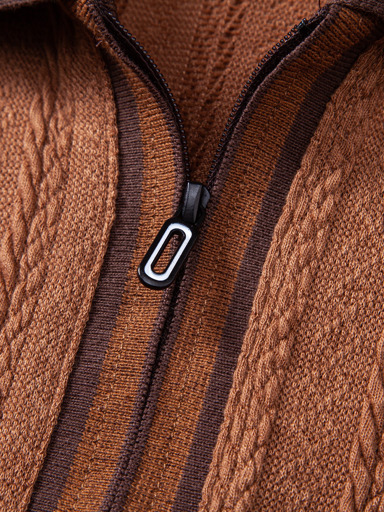 Wheat Ear Jacquard Zipper Knit Polo - Image 12