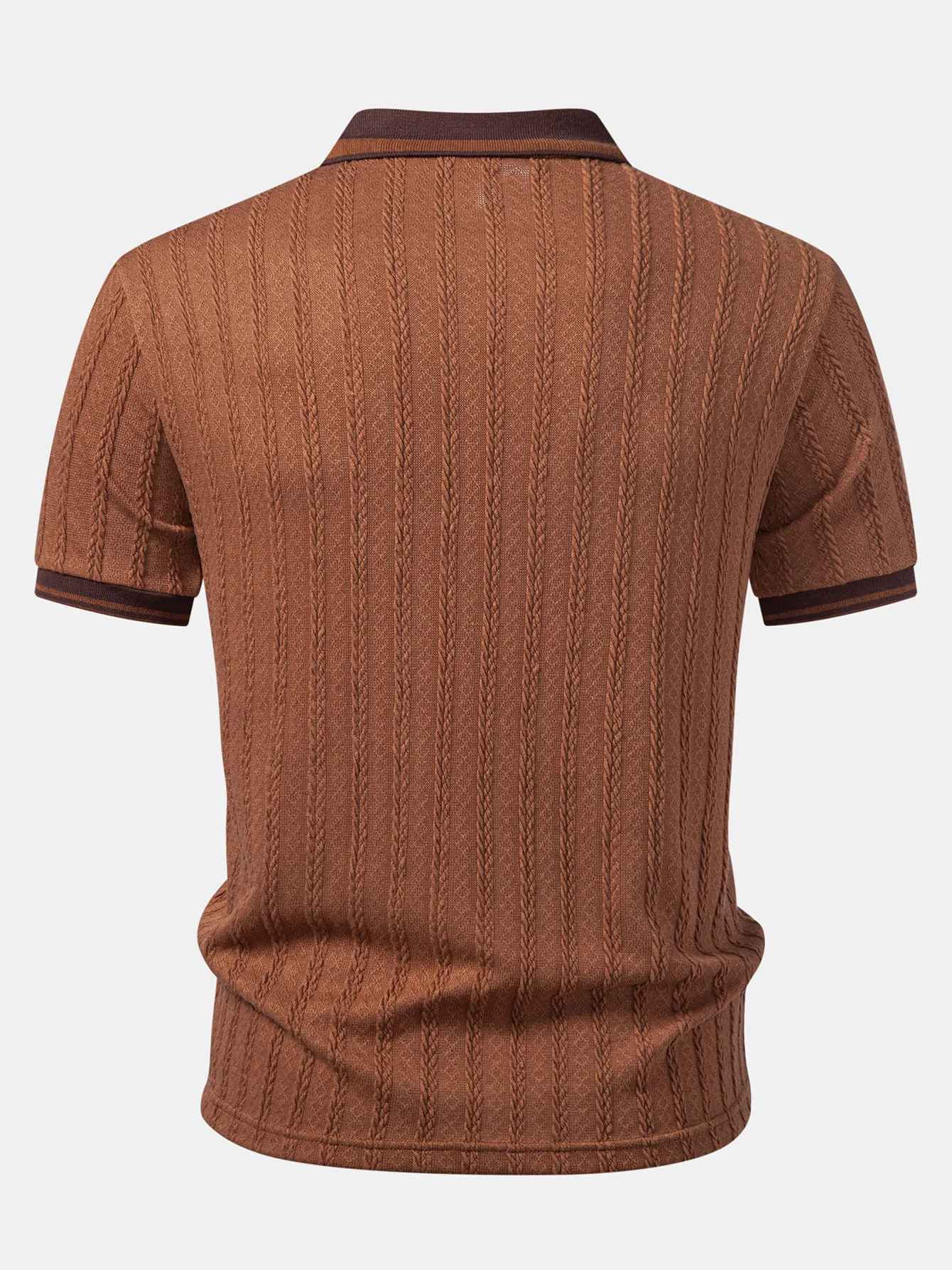Wheat Ear Jacquard Zipper Knit Polo - Image 2