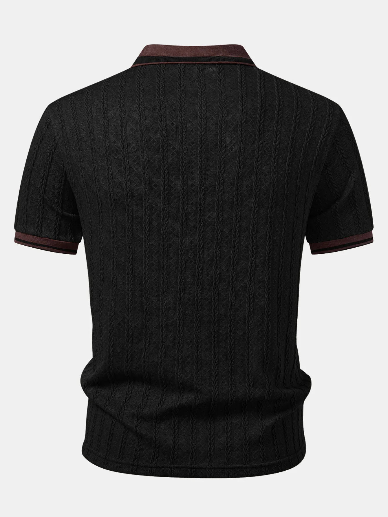 Wheat Ear Jacquard Zipper Knit Polo - Image 4
