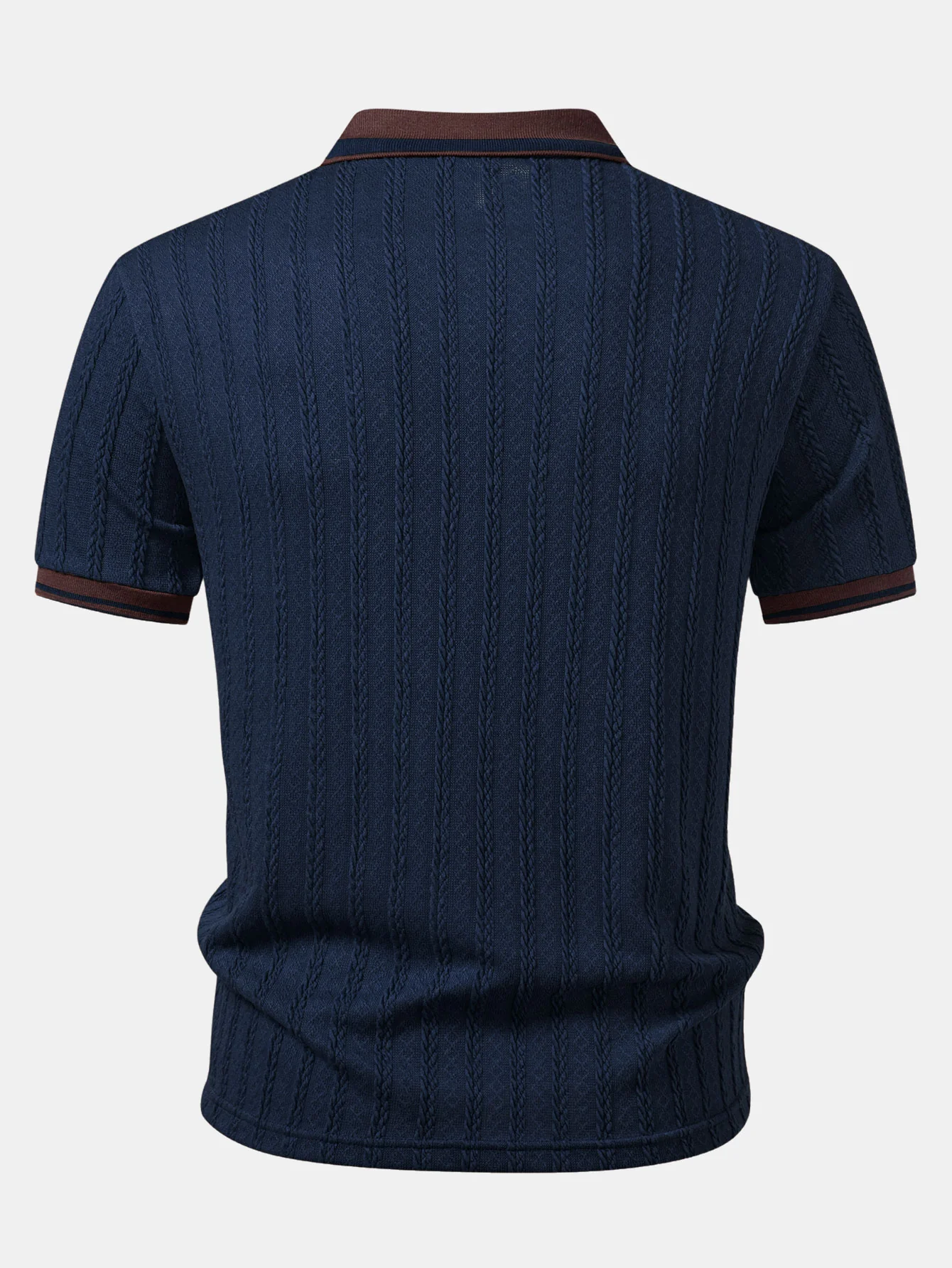 Wheat Ear Jacquard Zipper Knit Polo - Image 8