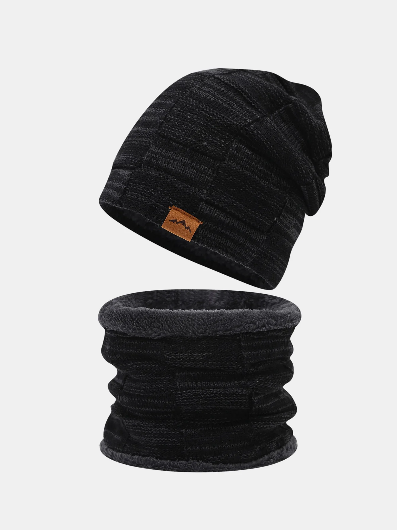 Winter Fleece Lined Beanie Hat Scarf Set - Image 3