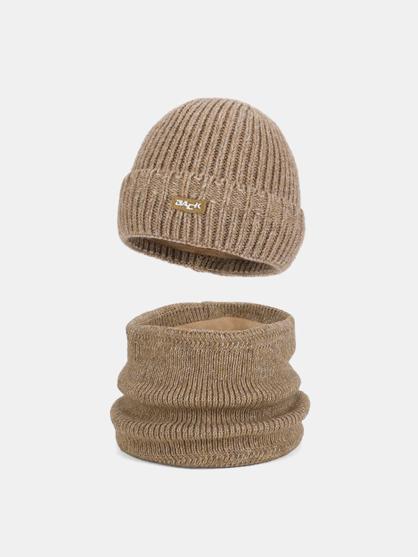 Winter Fleece-Lined Knit Beanie Hat With Warm Scarf - Image 4