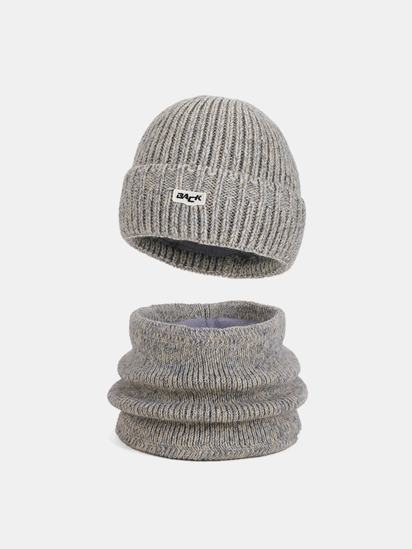 Winter Fleece-Lined Knit Beanie Hat With Warm Scarf - Image 5