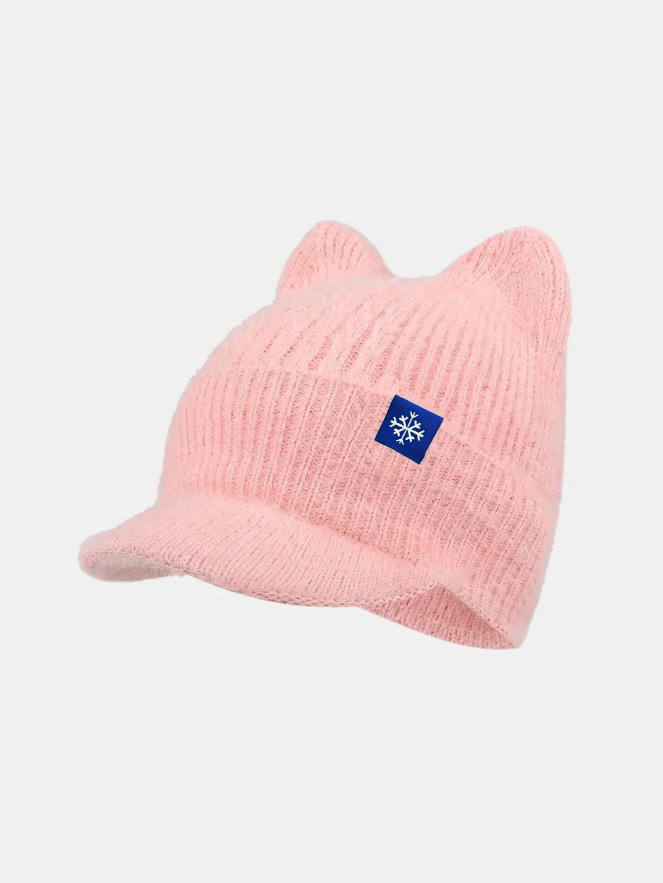 Winter Warm Knitted Hat With Brim – Soft And Cozy Cat Ear Design Cute Cold Weather Earflap Cap - Image 3