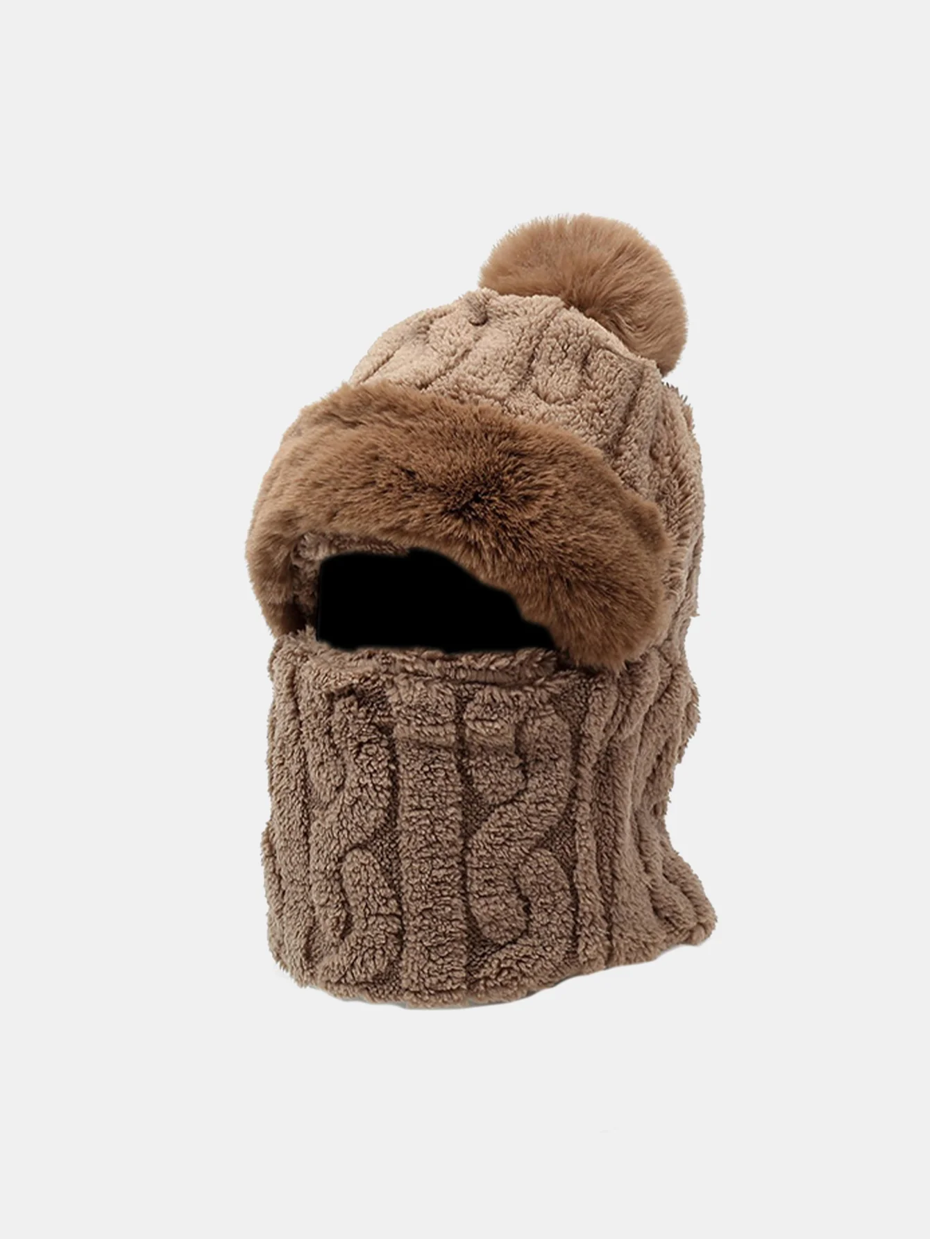 Winter Warm Thickened Full Coverage Fleece-Lined Balaclava Hat With Ear Flap Face Mask - Image 3
