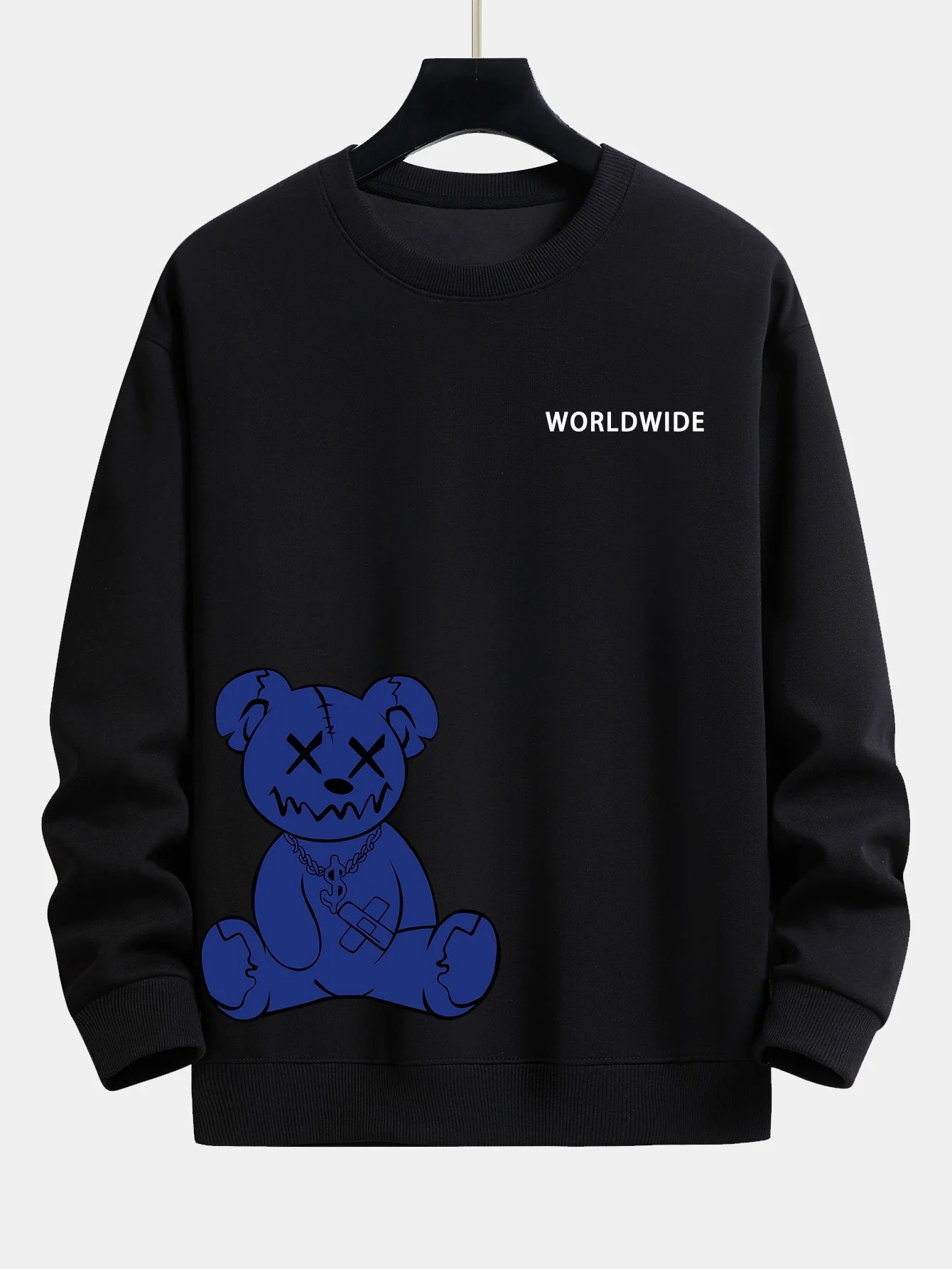 Weltweit Blau Bär Druck Relaxed Fit Sweatshirt - Image 2