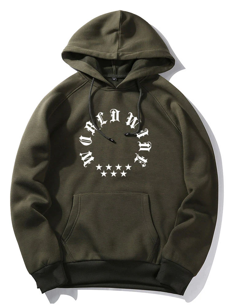 Weltweite Charakter Stern Druck Kapuzenpullover - Image 9