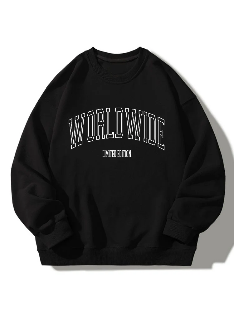 Weltweite Buchstaben Druck Rundhals Entspanntes Sweatshirt - Image 2