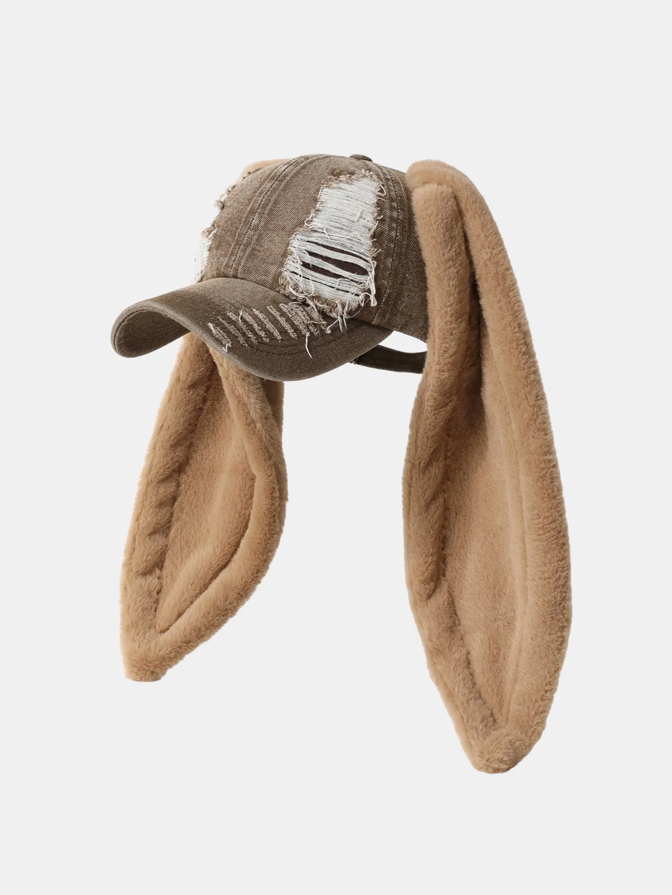 Y2K Streetwear Bunny Rabbit Ears Distressed Baseball Cap