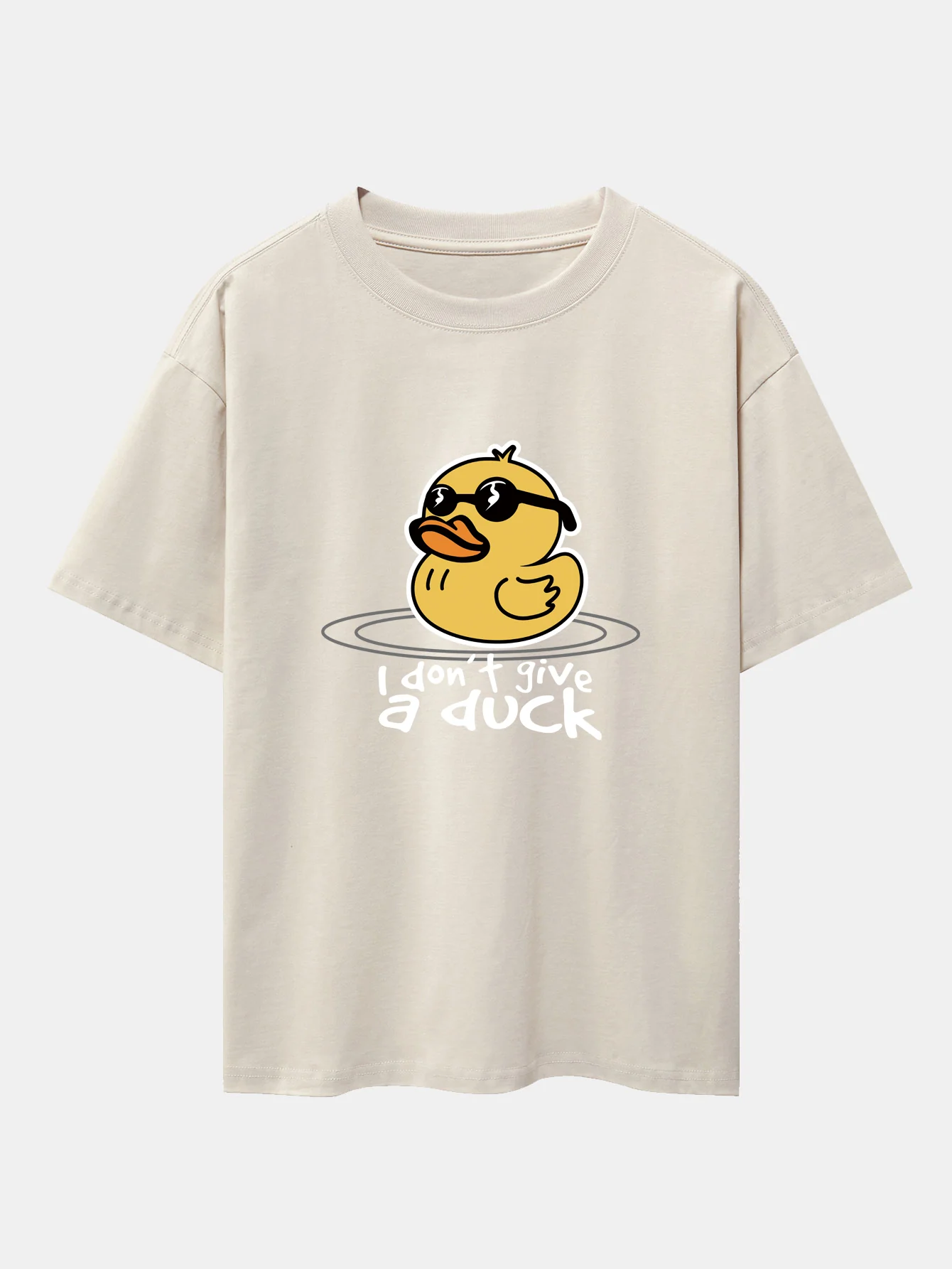 Gelbes Enten-T-Shirt mit Sonnenbrillen-Print, überschnittenen Schultern und Oversize-Schnitt - Image 3