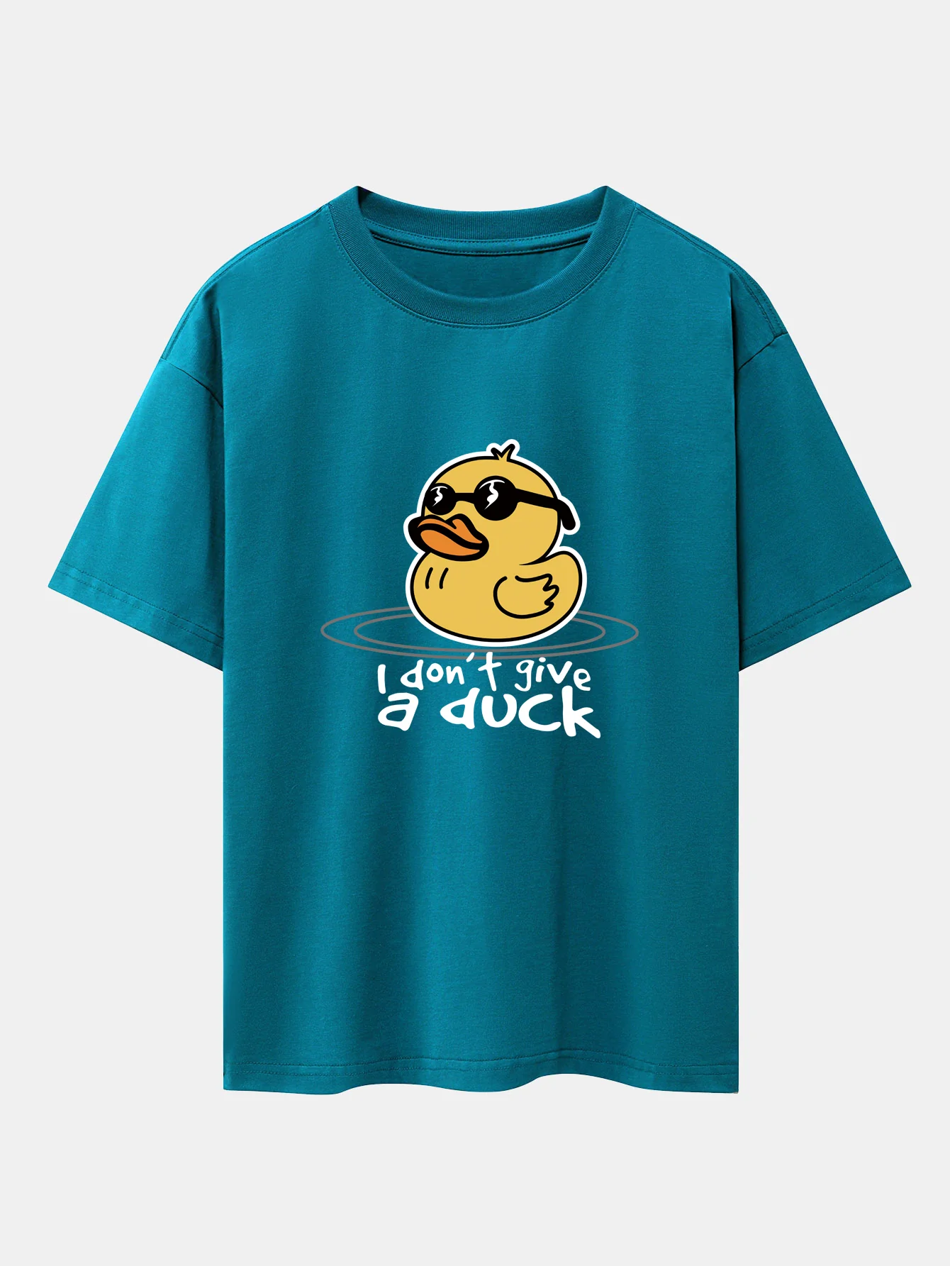Gelbes Enten-T-Shirt mit Sonnenbrillen-Print, überschnittenen Schultern und Oversize-Schnitt - Image 6