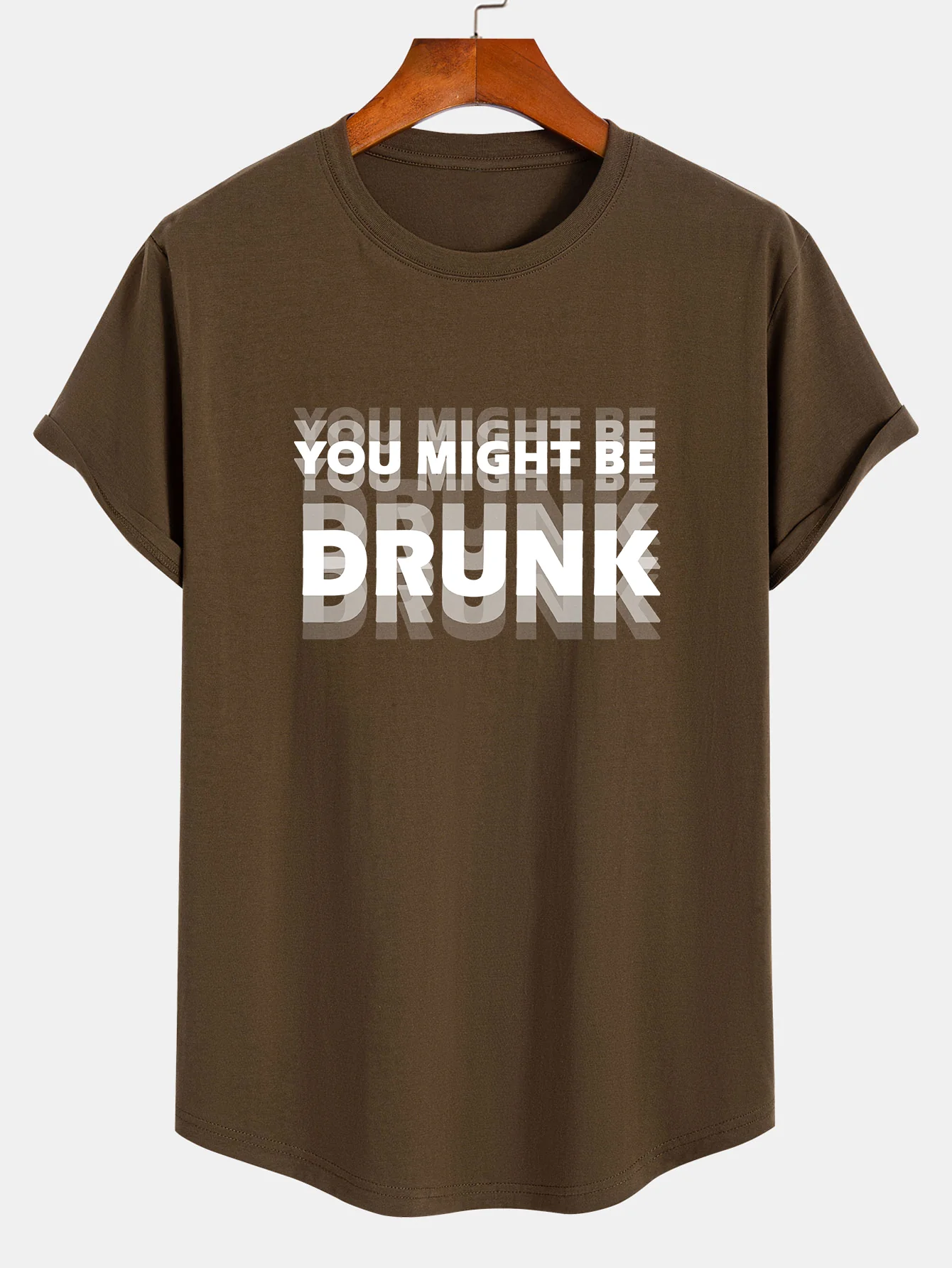 Du Könntest Betrunken Sein Print Baumwolle Bogen Saum T-Shirt - Image 2