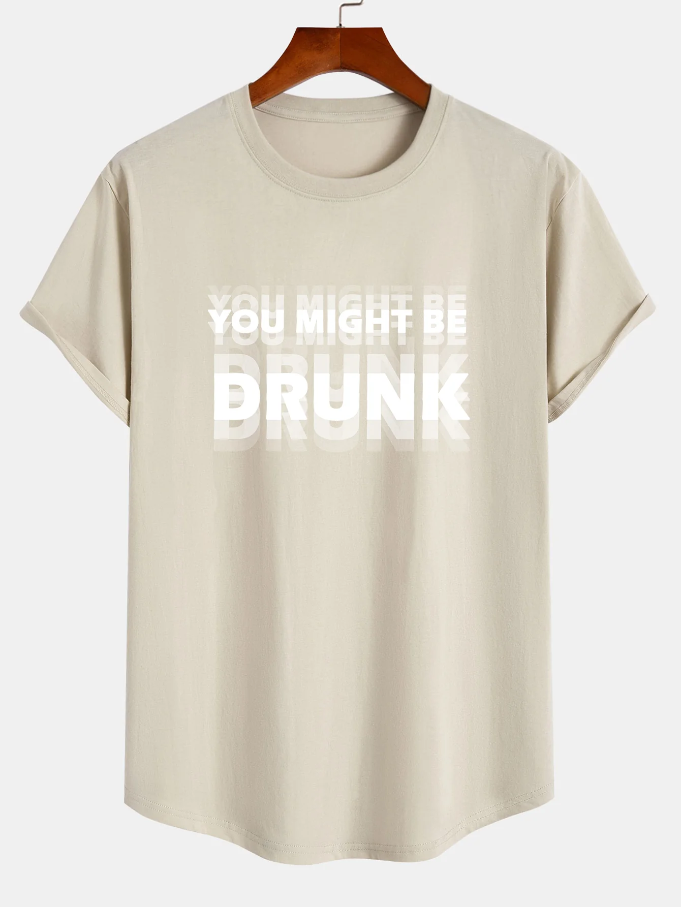 Du Könntest Betrunken Sein Print Baumwolle Bogen Saum T-Shirt - Image 4