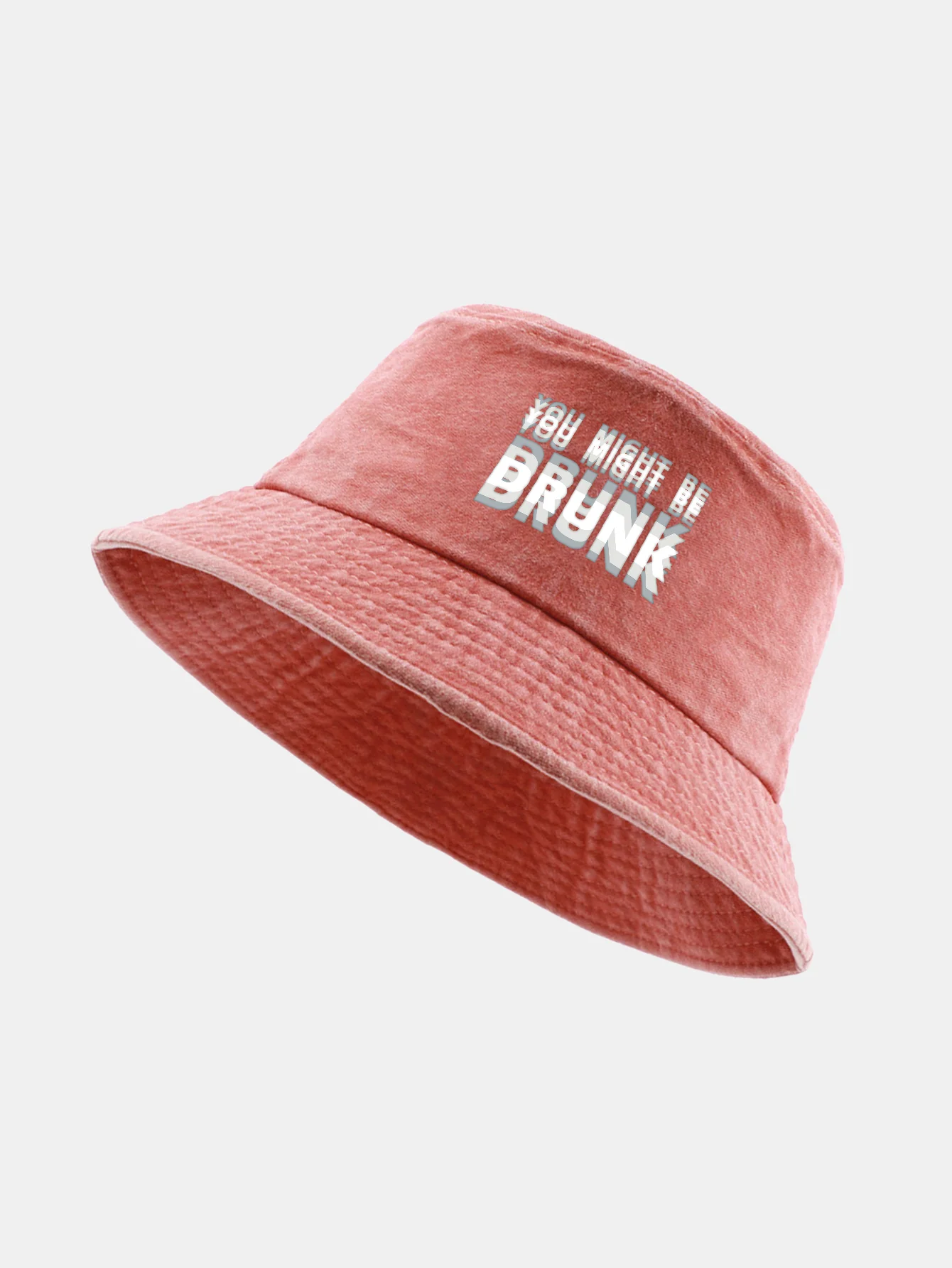 You Might Be Drunk Print Washed Distressed Bucket Hat - Image 10