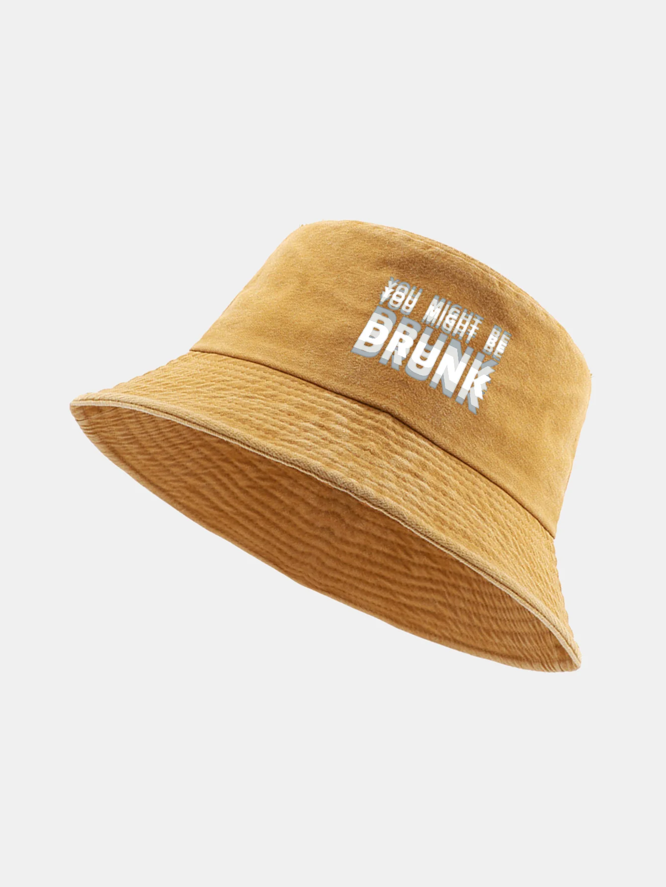 You Might Be Drunk Print Washed Distressed Bucket Hat - Image 12