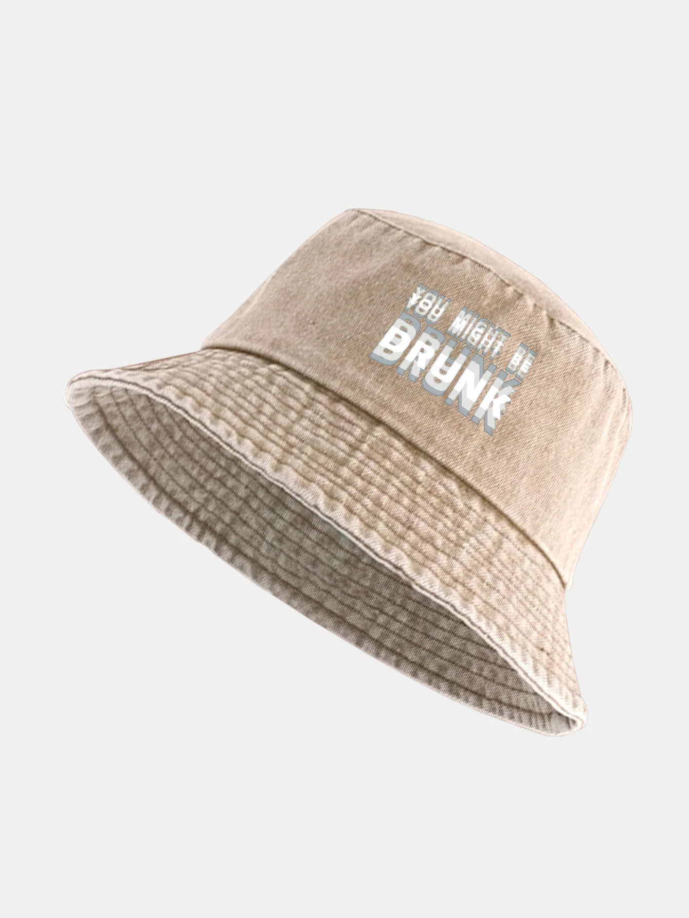 You Might Be Drunk Print Washed Distressed Bucket Hat - Image 14