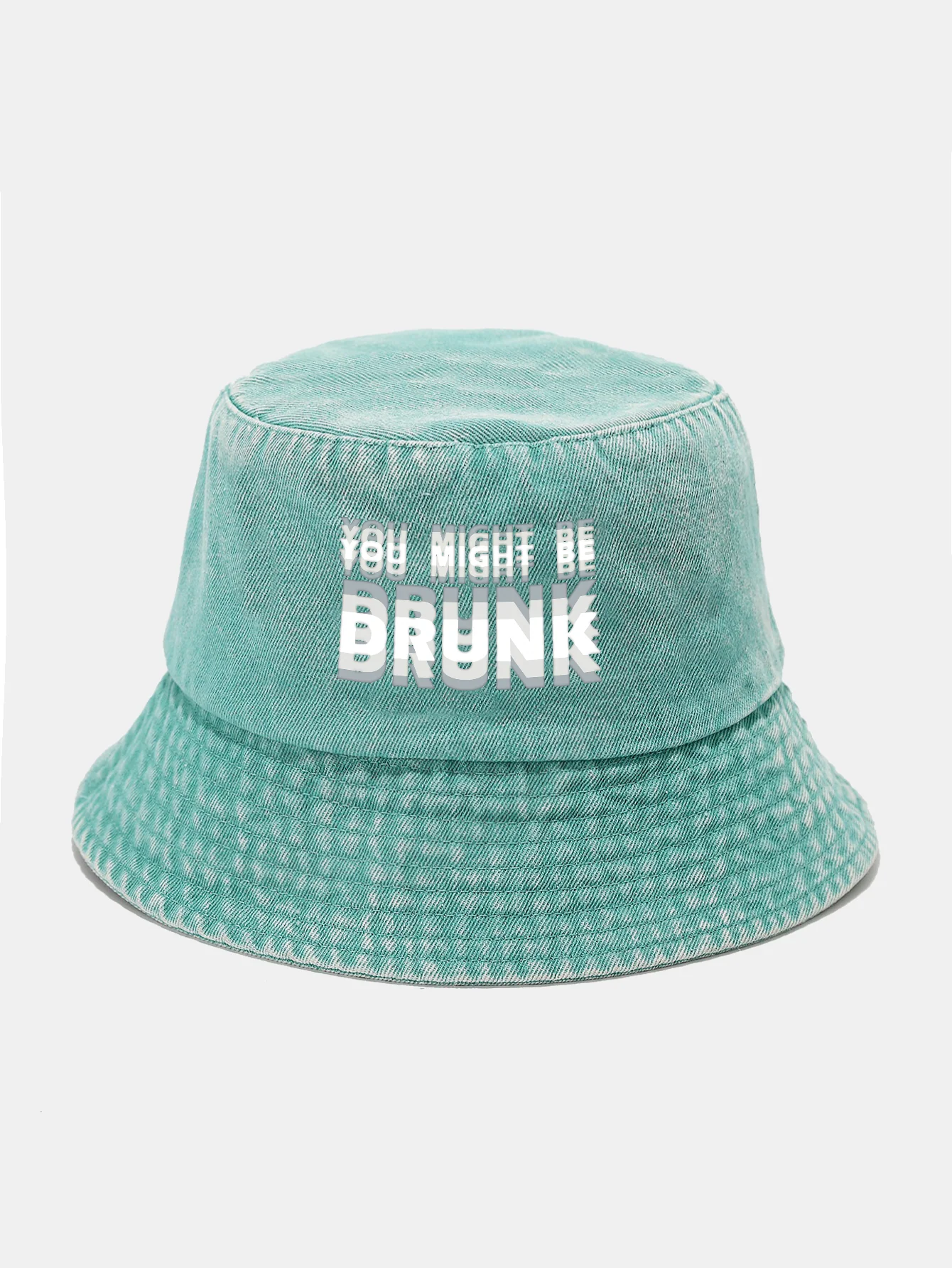You Might Be Drunk Print Washed Distressed Bucket Hat - Image 15
