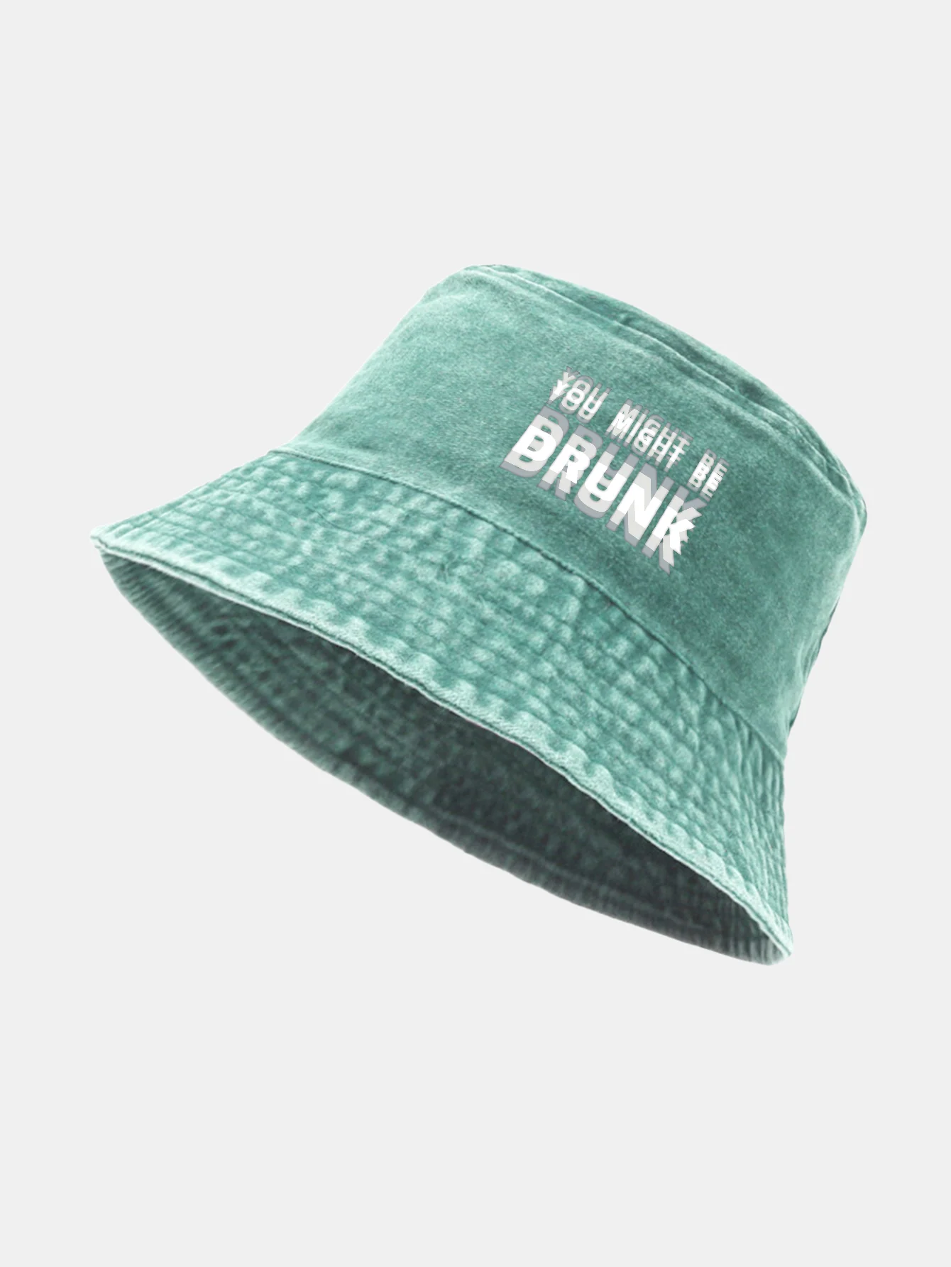 You Might Be Drunk Print Washed Distressed Bucket Hat - Image 16