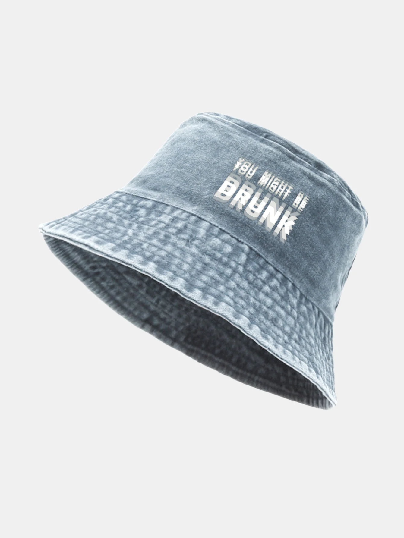 You Might Be Drunk Print Washed Distressed Bucket Hat - Image 18