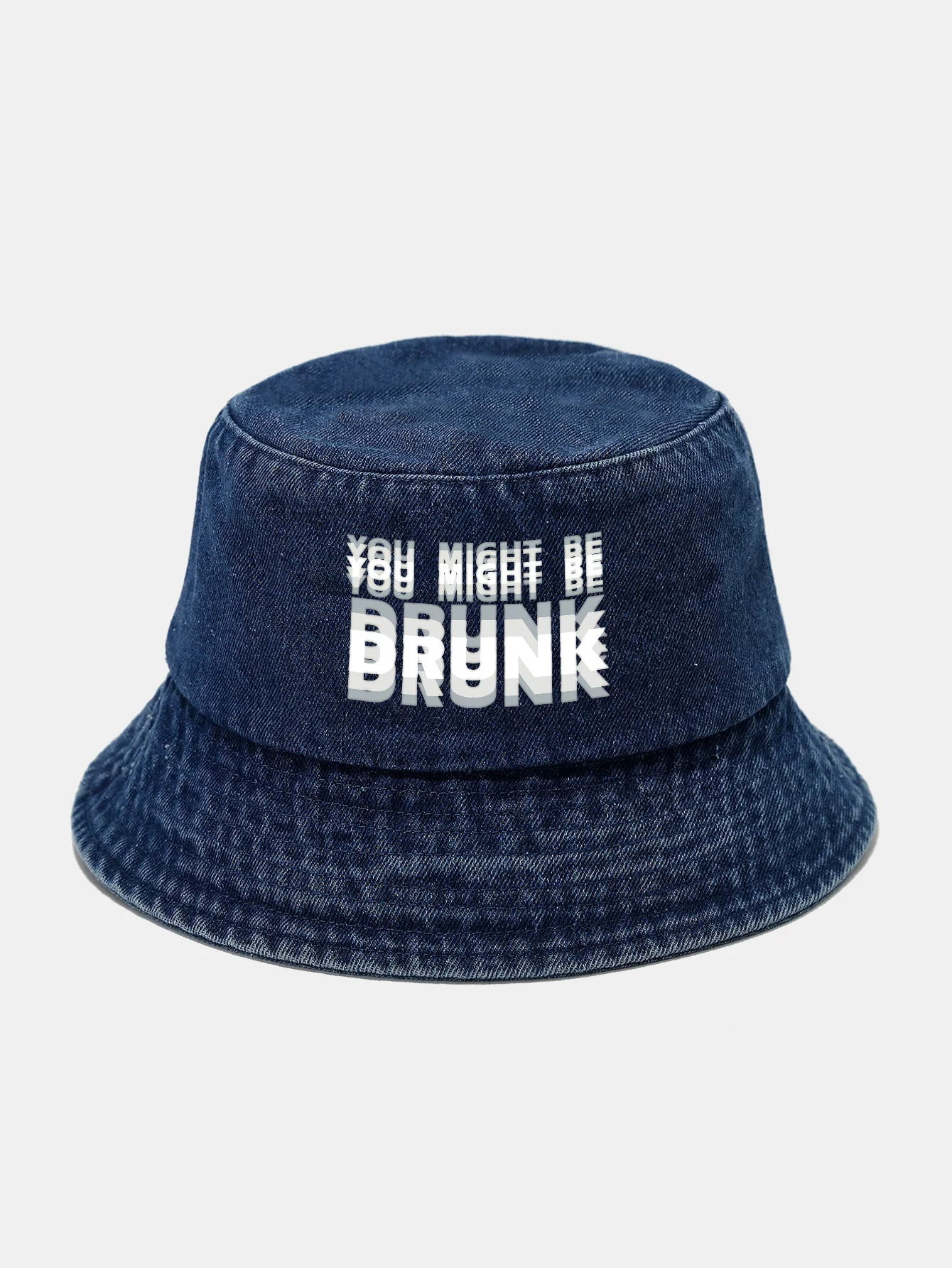You Might Be Drunk Print Washed Distressed Bucket Hat - Image 5