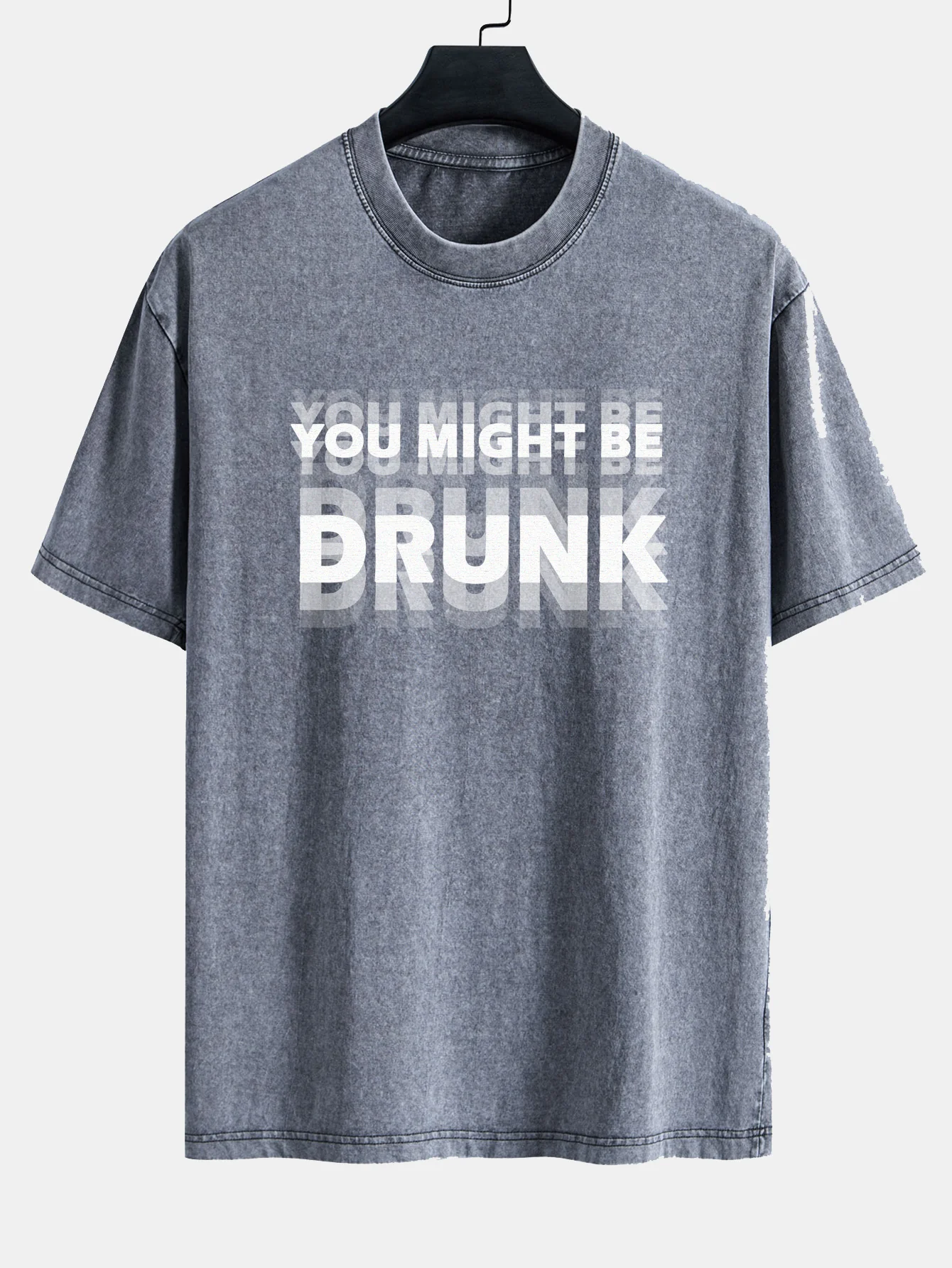 Du Könntest Betrunken Sein Print Gewaschen Verwaschenes Drop-Shoulder T-Shirt - Image 3