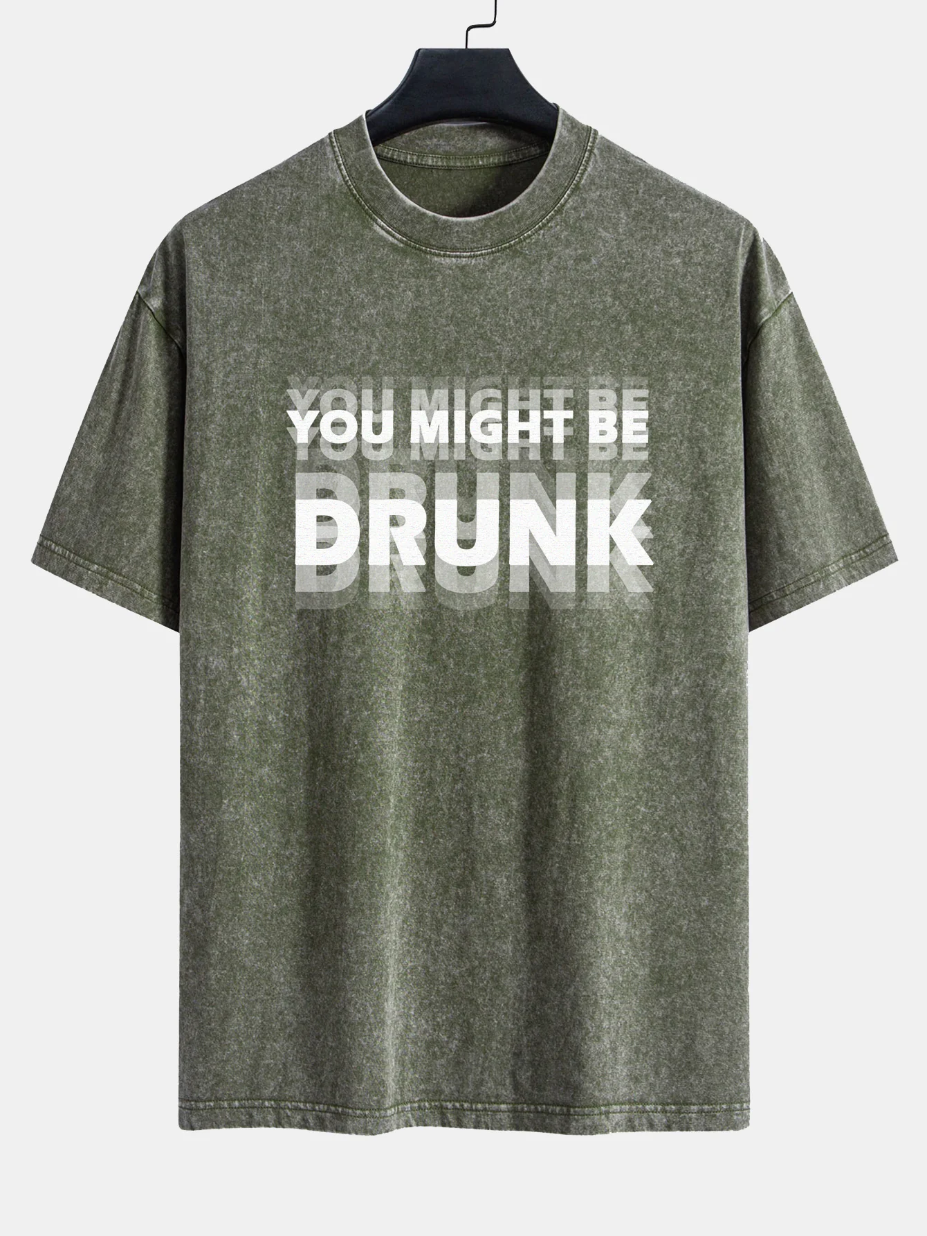 Du Könntest Betrunken Sein Print Gewaschen Verwaschenes Drop-Shoulder T-Shirt - Image 4