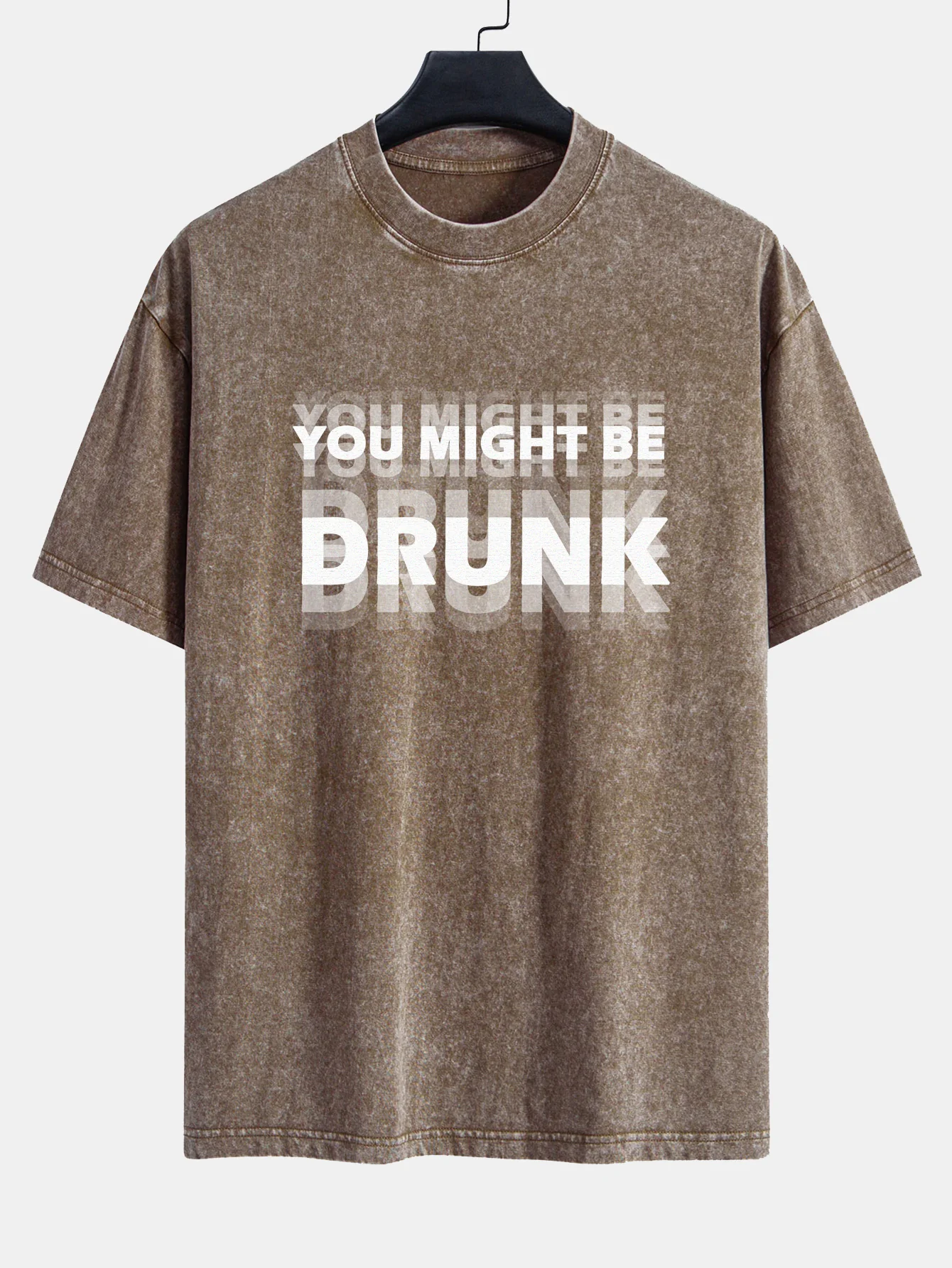 Du Könntest Betrunken Sein Print Gewaschen Verwaschenes Drop-Shoulder T-Shirt - Image 5