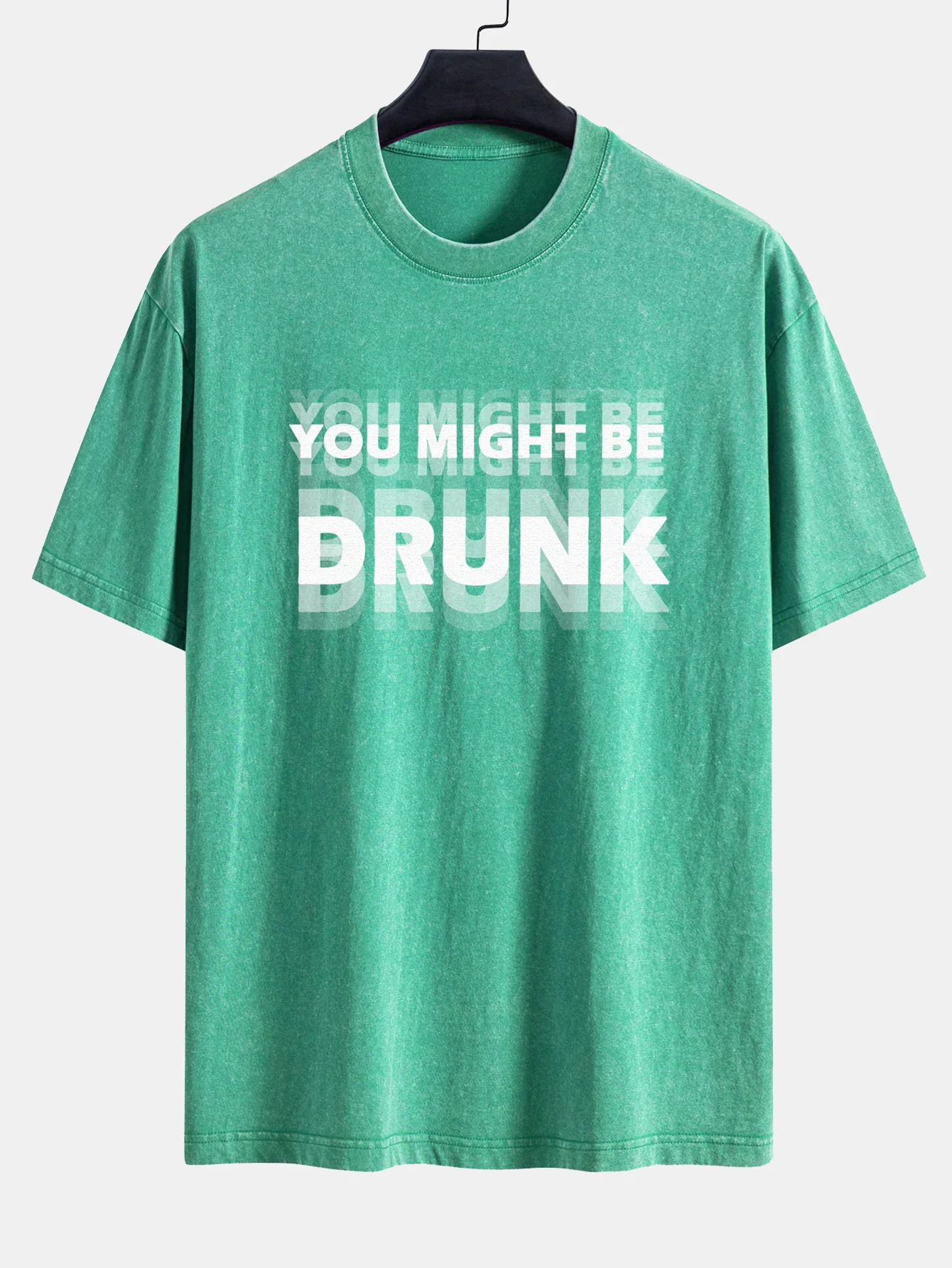 Du Könntest Betrunken Sein Print Gewaschen Verwaschenes Drop-Shoulder T-Shirt - Image 8