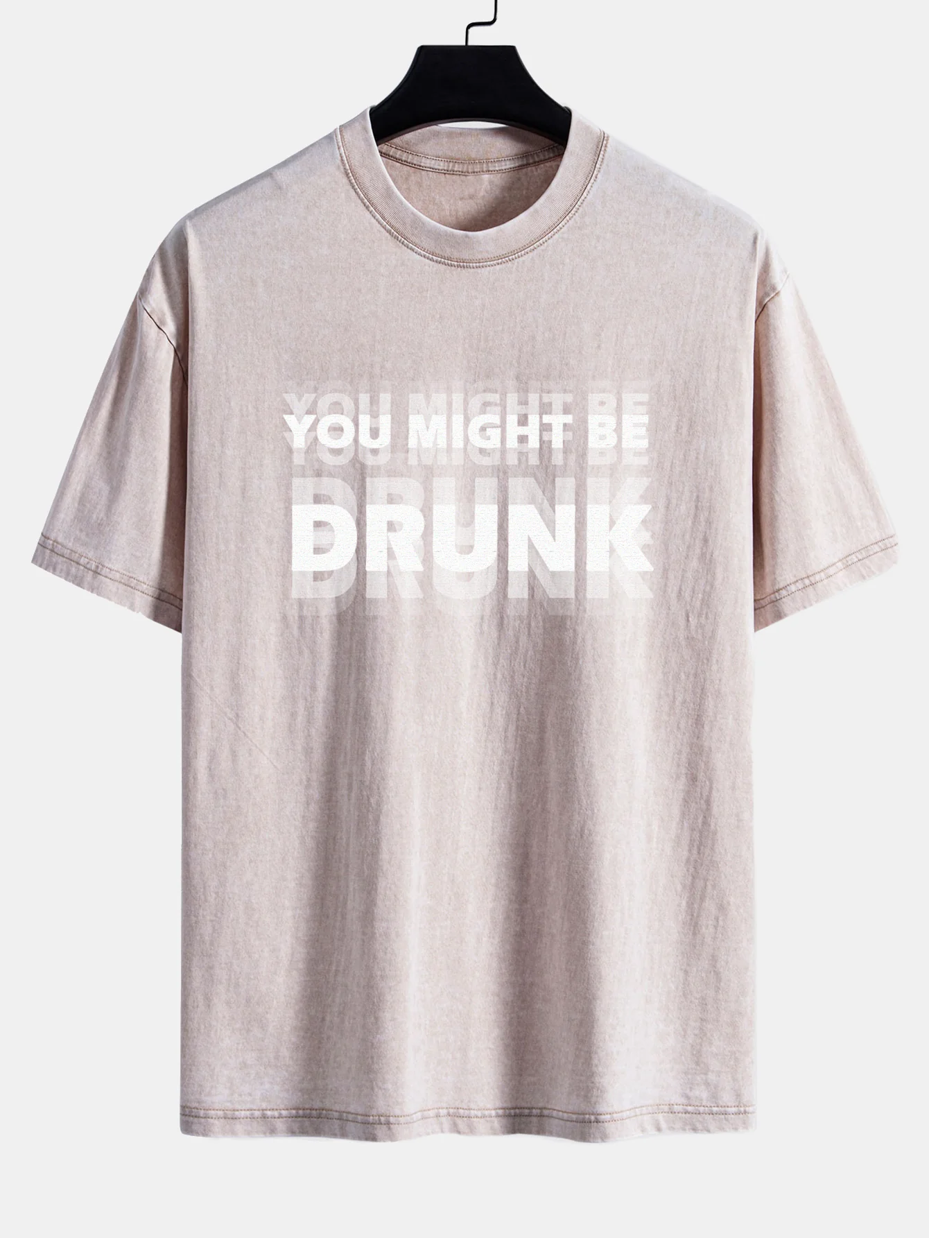Du Könntest Betrunken Sein Print Gewaschen Verwaschenes Drop-Shoulder T-Shirt - Image 9
